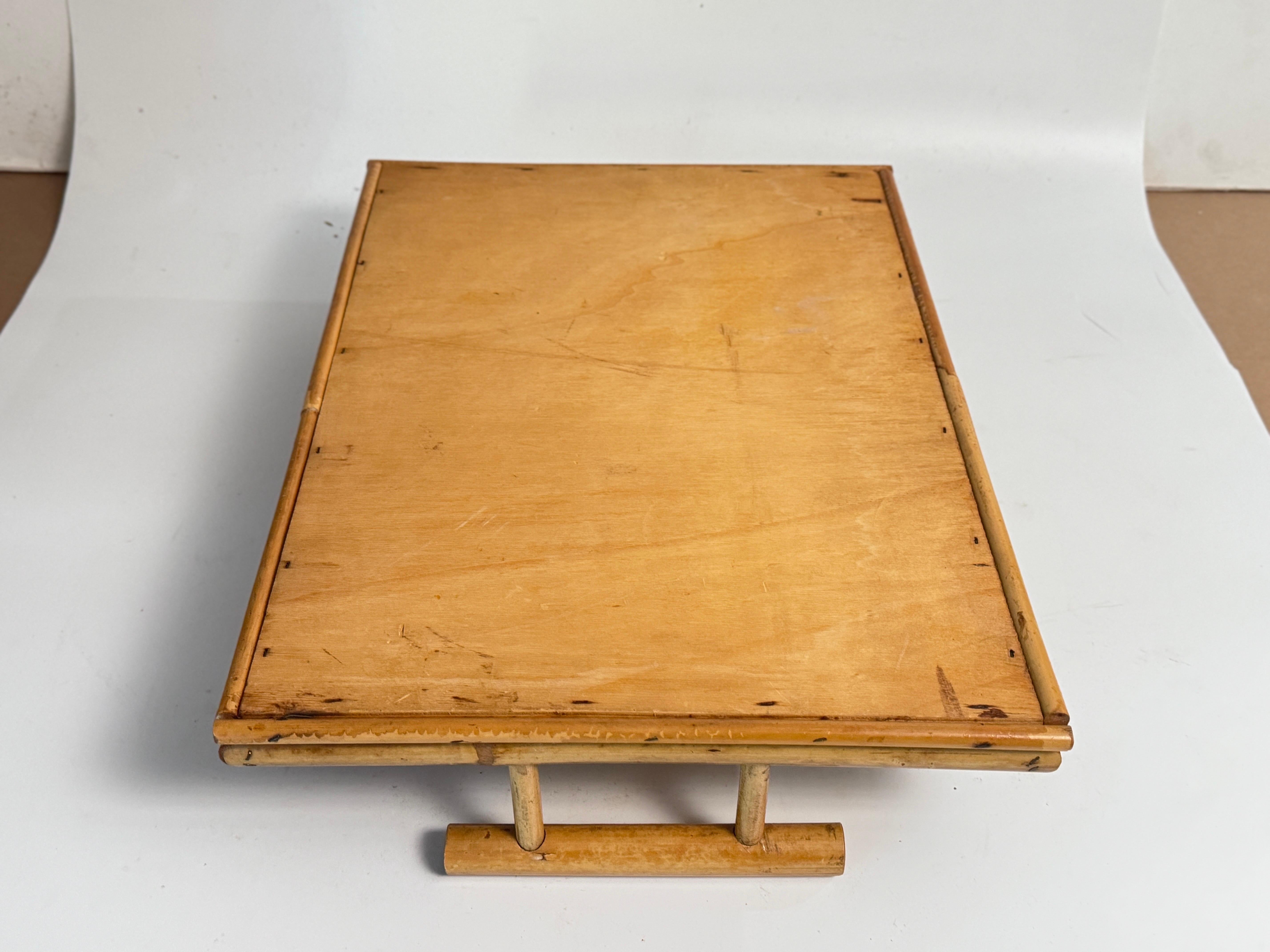 Platte mit Bambusimitatstruktur, braun, Frankreich um 1970 (Ende des 20. Jahrhunderts) im Angebot