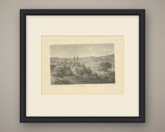 Plauen, Saxony, Antique Steel Engraving, circa 1850