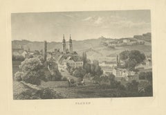 Plauen, Saxony, Antique Steel Engraving, circa 1850