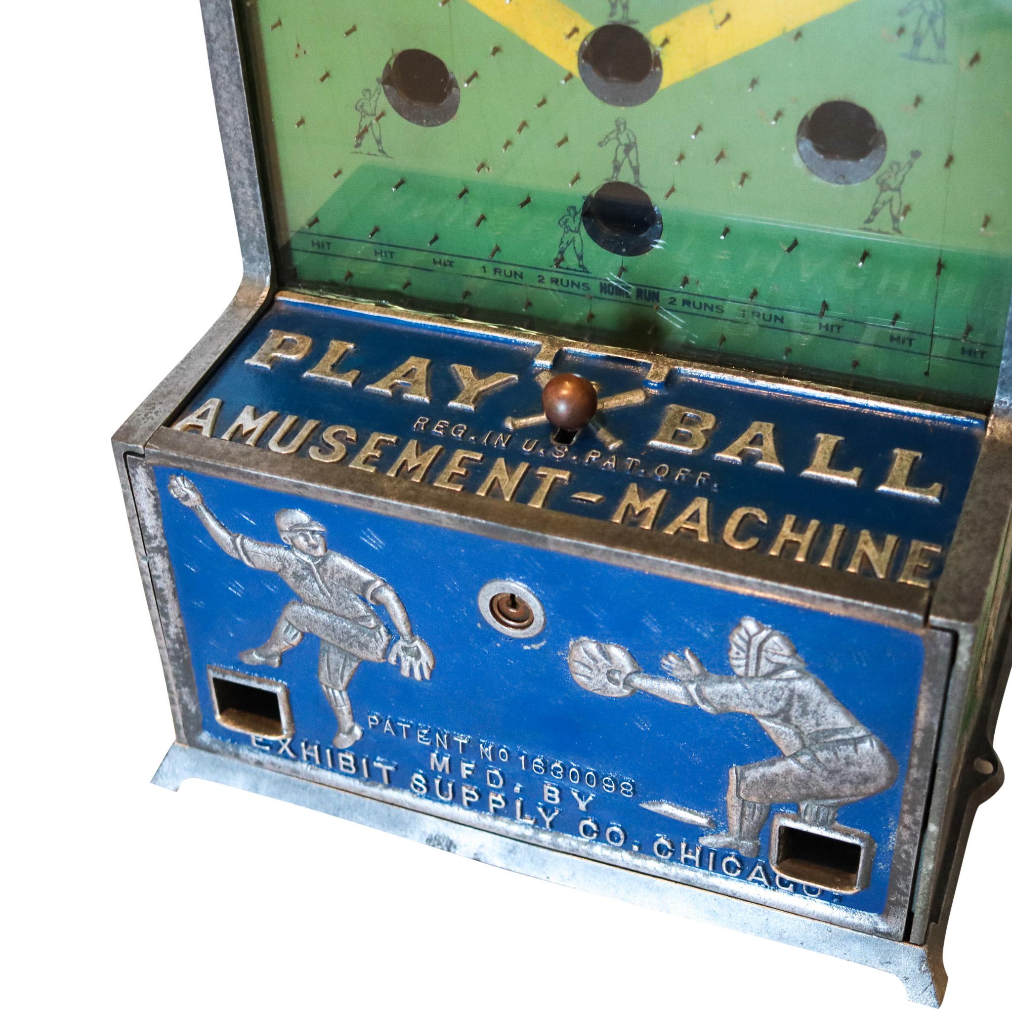 Art Deco Baseball Coin Drop Baseball Game Arcade.

An extremely rare piece of baseball amusement. Created during the art deco period in Chicago Illinois. This is a baseball coin-op game, titled 