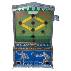 Play Ball Used 1925 Art Deco Baseball Penny Coin Drop Arcade Baseball Game