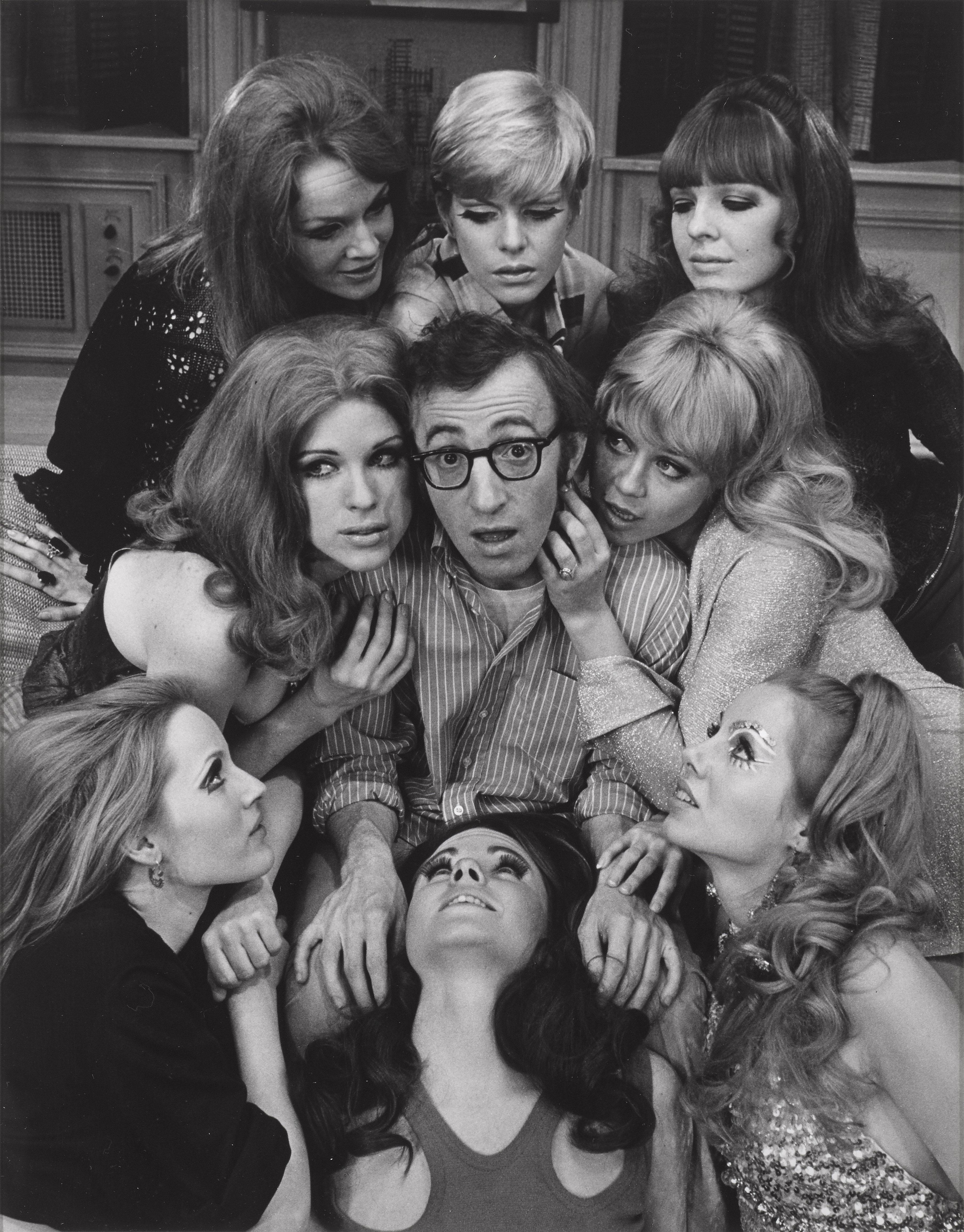 Original silver gelatin semi-gloss double-weight photograph that was taken by Philippe Halsman during production of Woody Allen's Broadway play Play It Again, Sam, featuring Allen and Diane Keaton. The photograph was part of the cover story for the