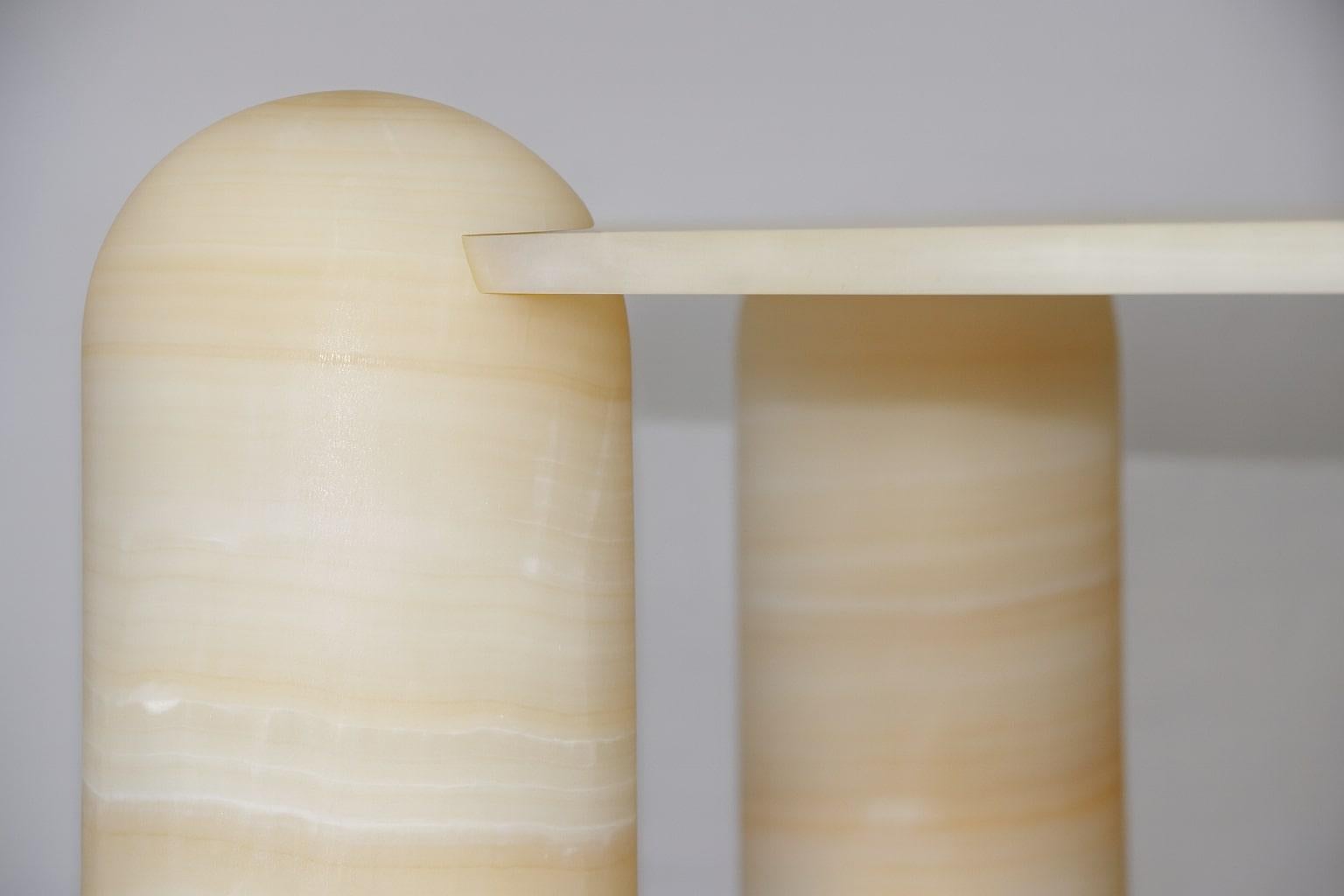 Contemporary Play Time Toy Table, Mexican White Onxy Stone, 100cm Diameter, 40cm Height For Sale