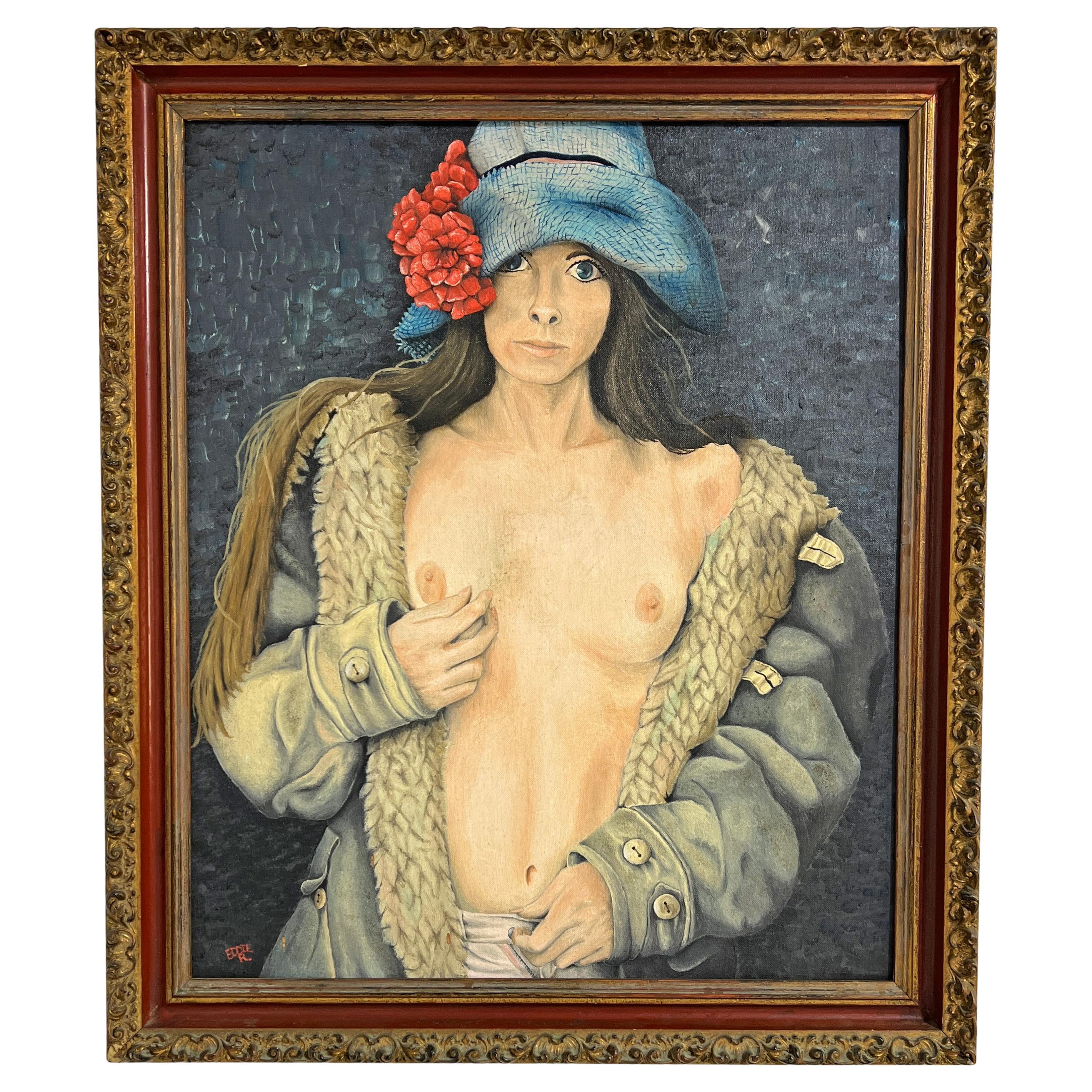 Playboy illustration oil "Wednesday's Child" by Ed Redondo, Dated 1974 For Sale