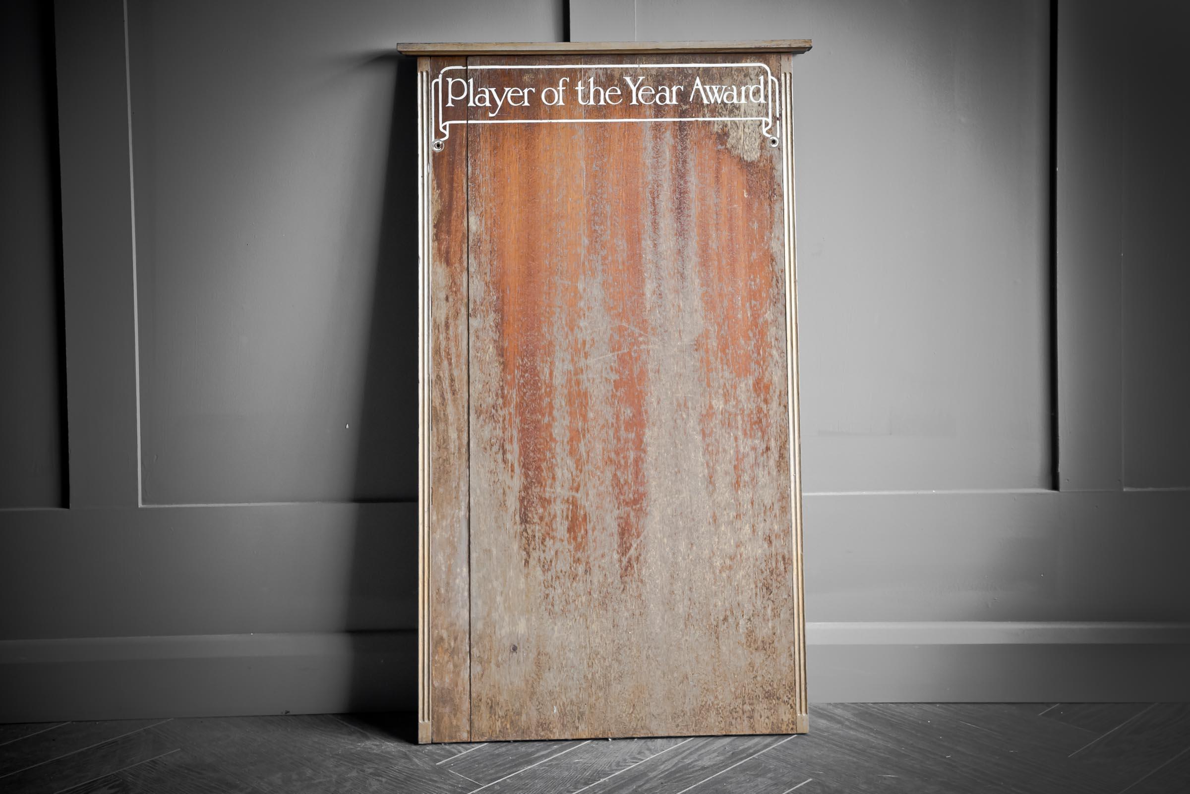 A beautiful vintage wooden Player of The Year leader board with hand painted lettering. The perfect addition to any man cave or kids playroom if you consider yourself or your family even slightly competitive! Let the games begin.