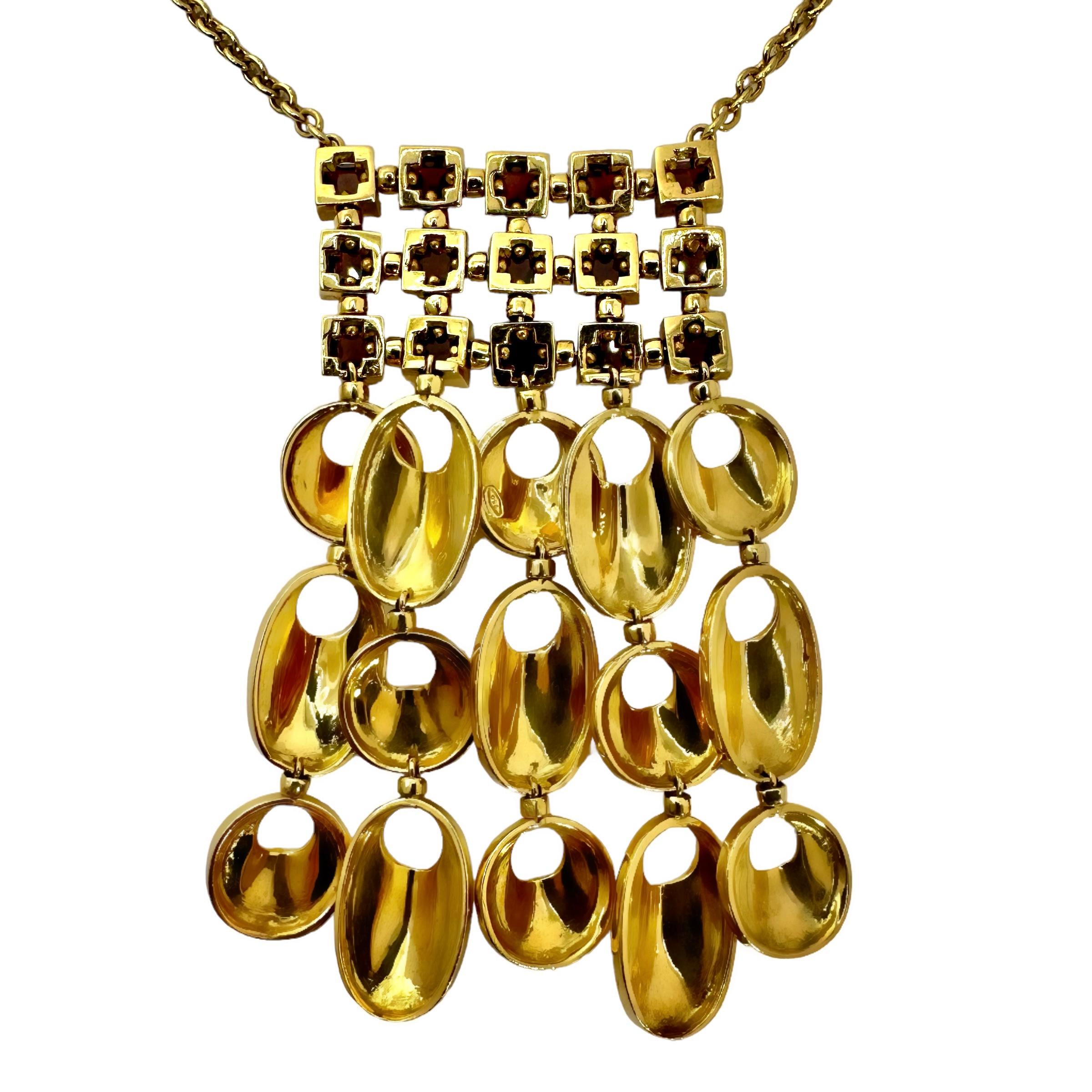 Playful 18k Yellow Gold and Sugar-loaf Citrine Necklace and Matching Earring Set In Good Condition In Palm Beach, FL