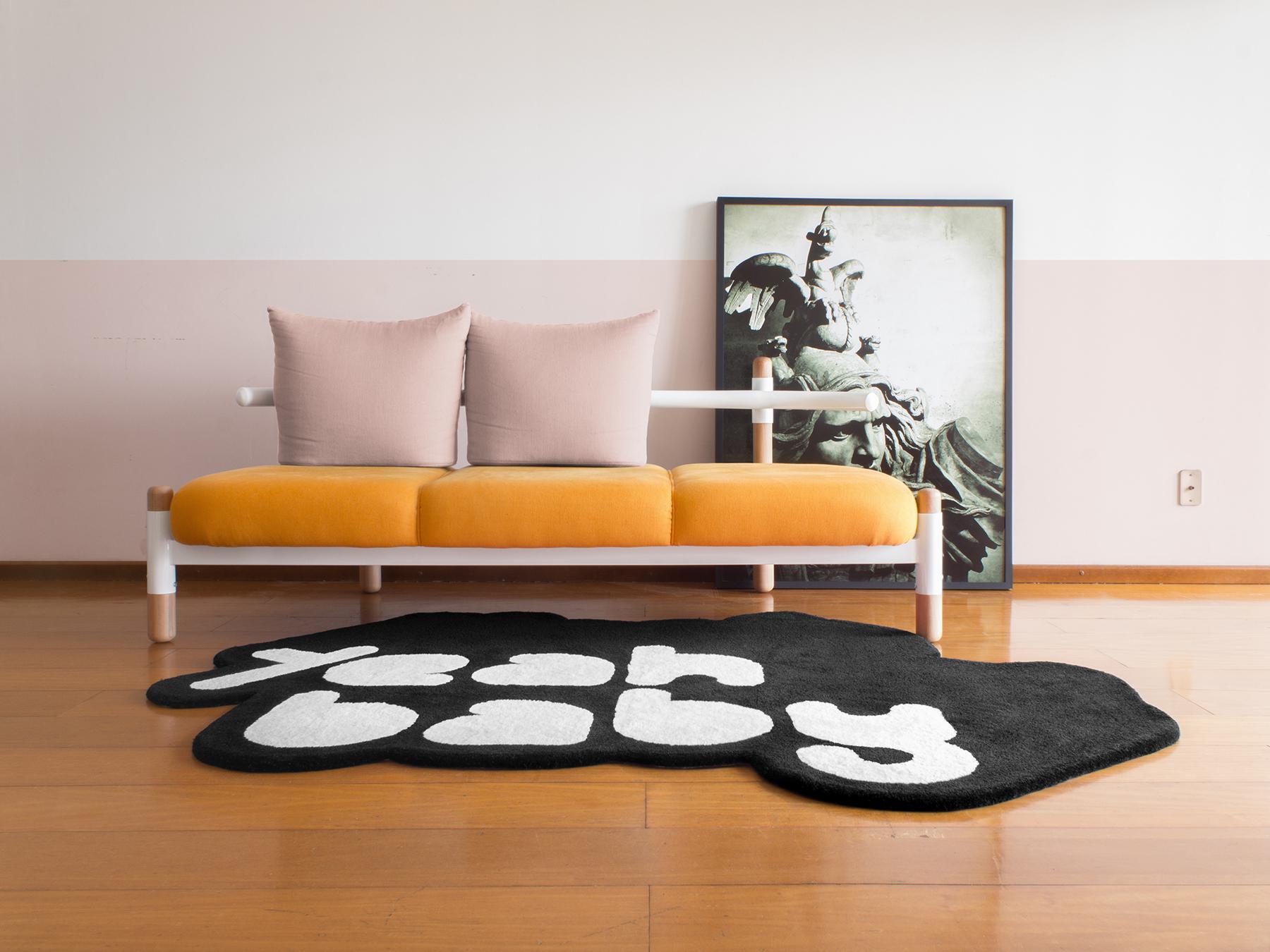 Playful 2 Colors Yeah Baby Rug from Graffiti Collection by Paulo Kobylka, Large For Sale 3