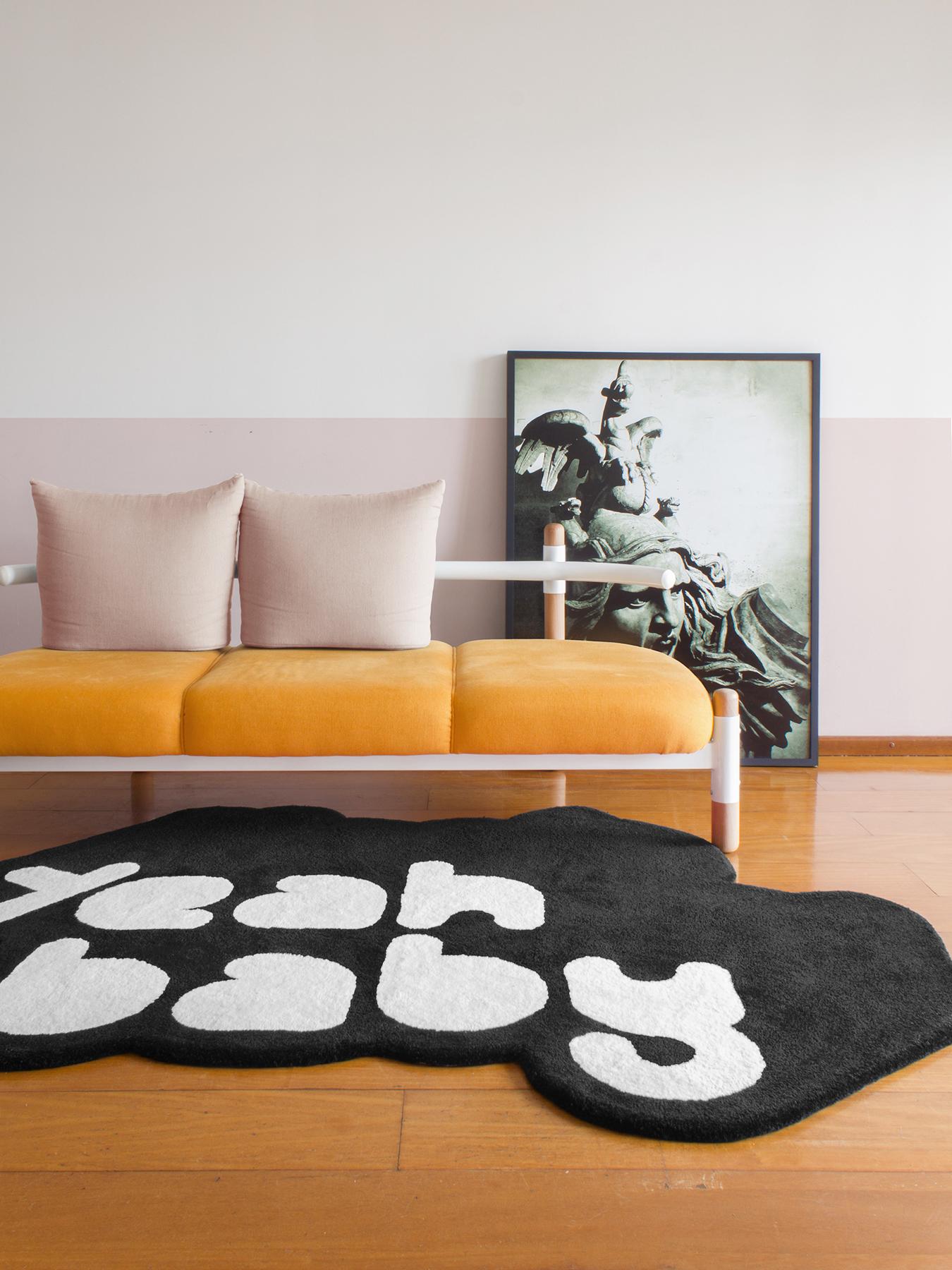 Playful 2 Colors Yeah Baby Rug from Graffiti Collection by Paulo Kobylka, Large For Sale 4