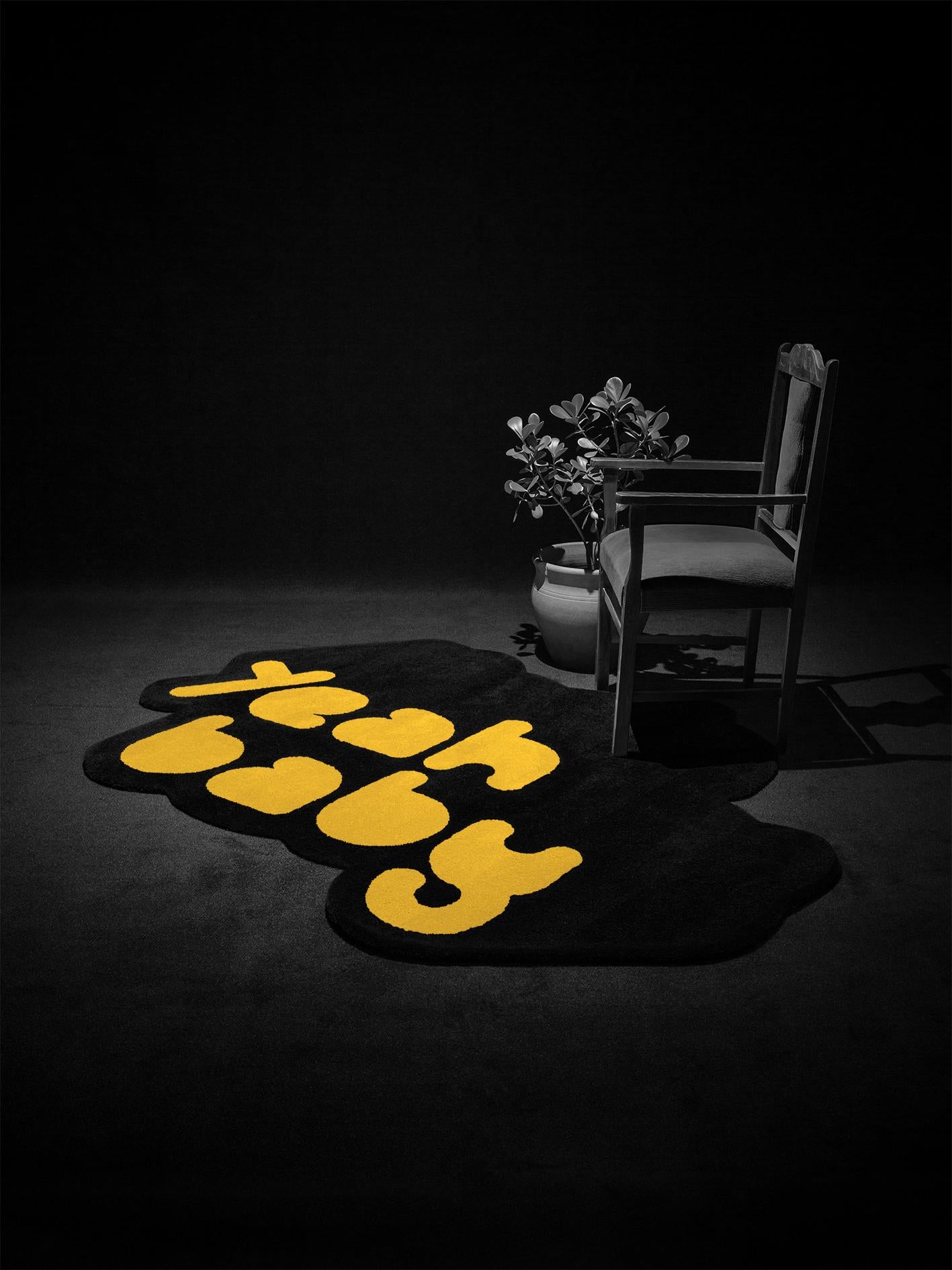 Machine-Made Playful 2 Colors Yeah Baby Rug from Graffiti Collection by Paulo Kobylka, Small For Sale