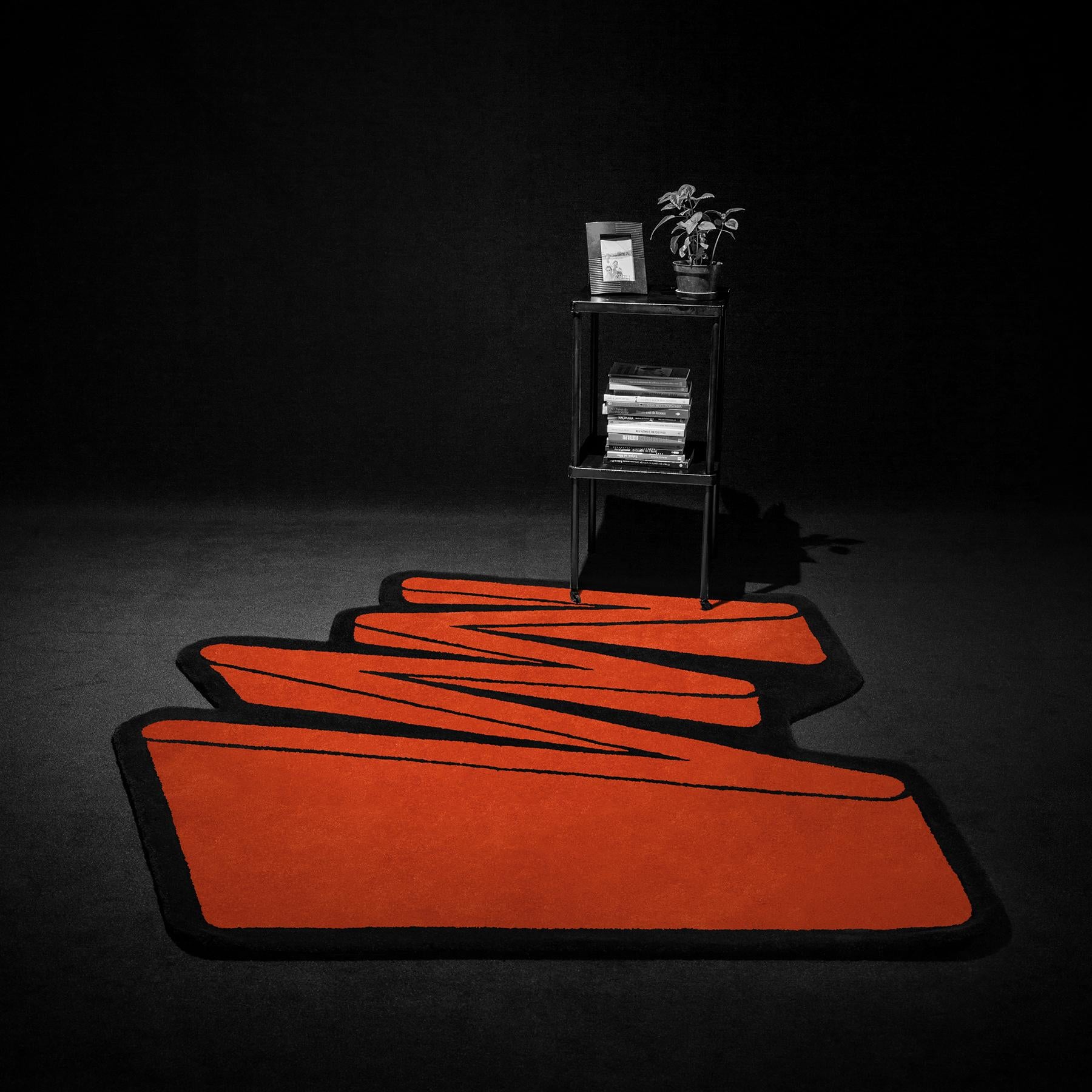 Modern Playful 2 Colors ZigZag Rug from Graffiti Collection by Paulo Kobylka, Medium For Sale