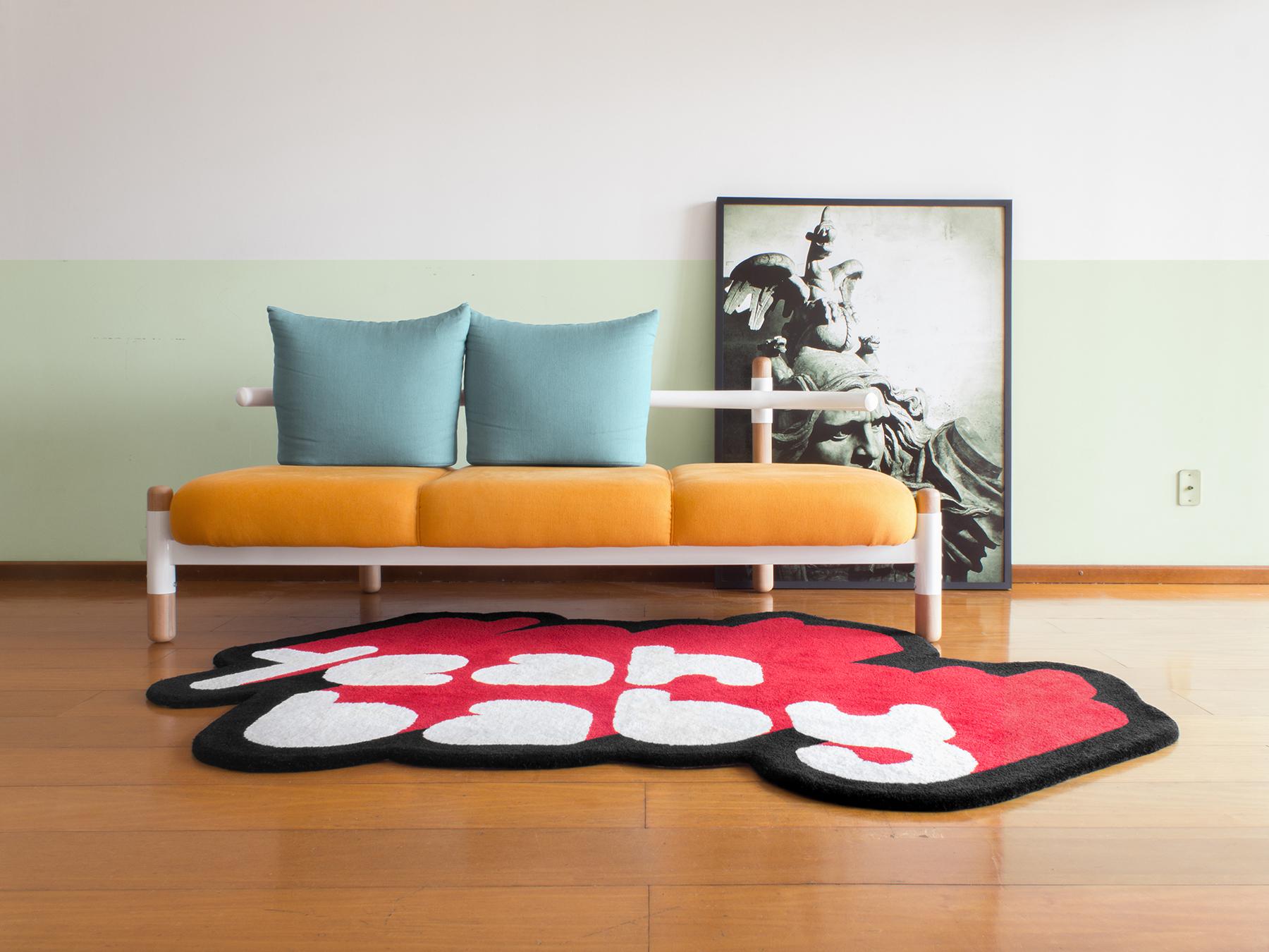 Playful 3 Colors Yeah Baby Rug from Graffiti Collection by Paulo Kobylka, Large For Sale 5