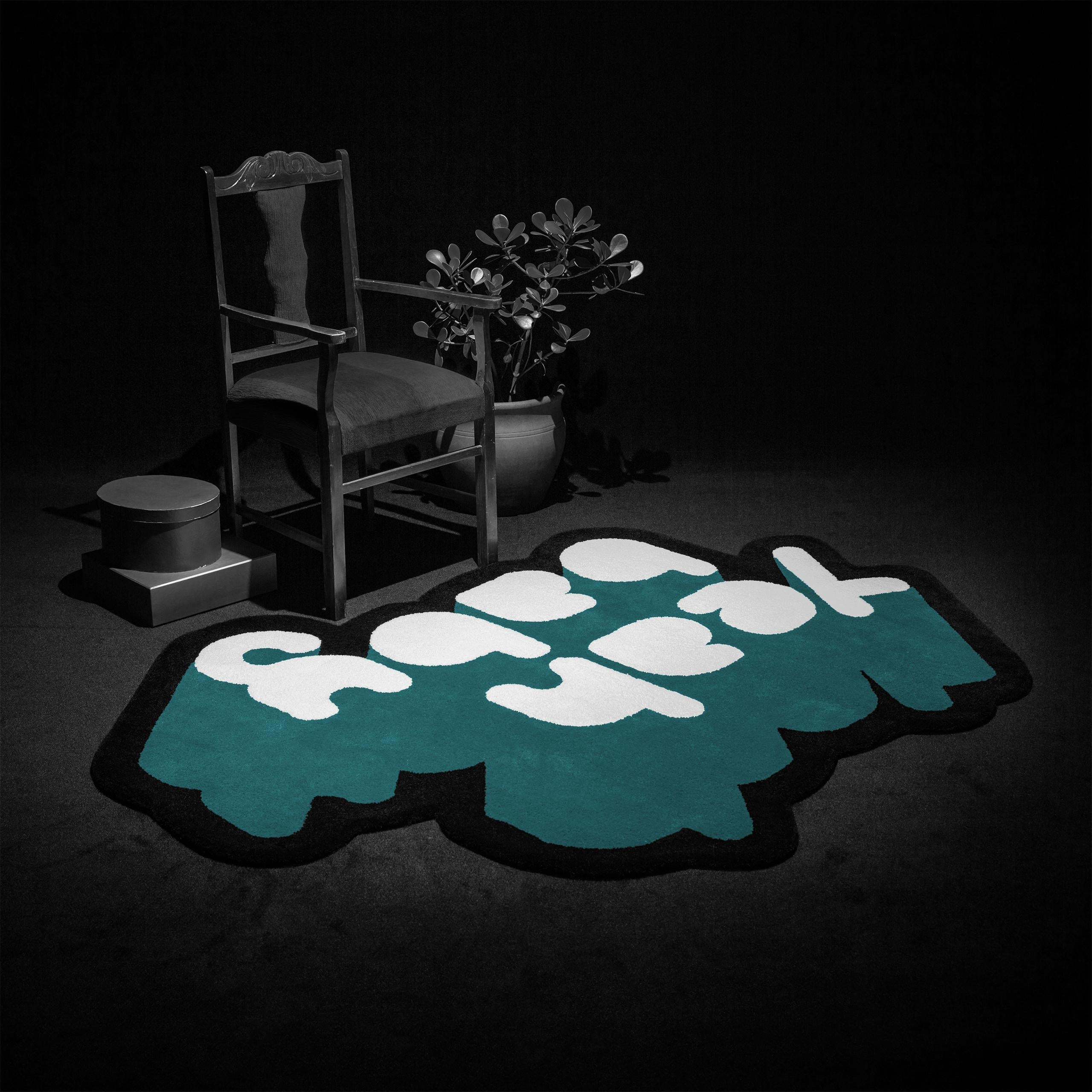 Modern Playful 3 Colors Yeah Baby Rug from Graffiti Collection by Paulo Kobylka, Large For Sale