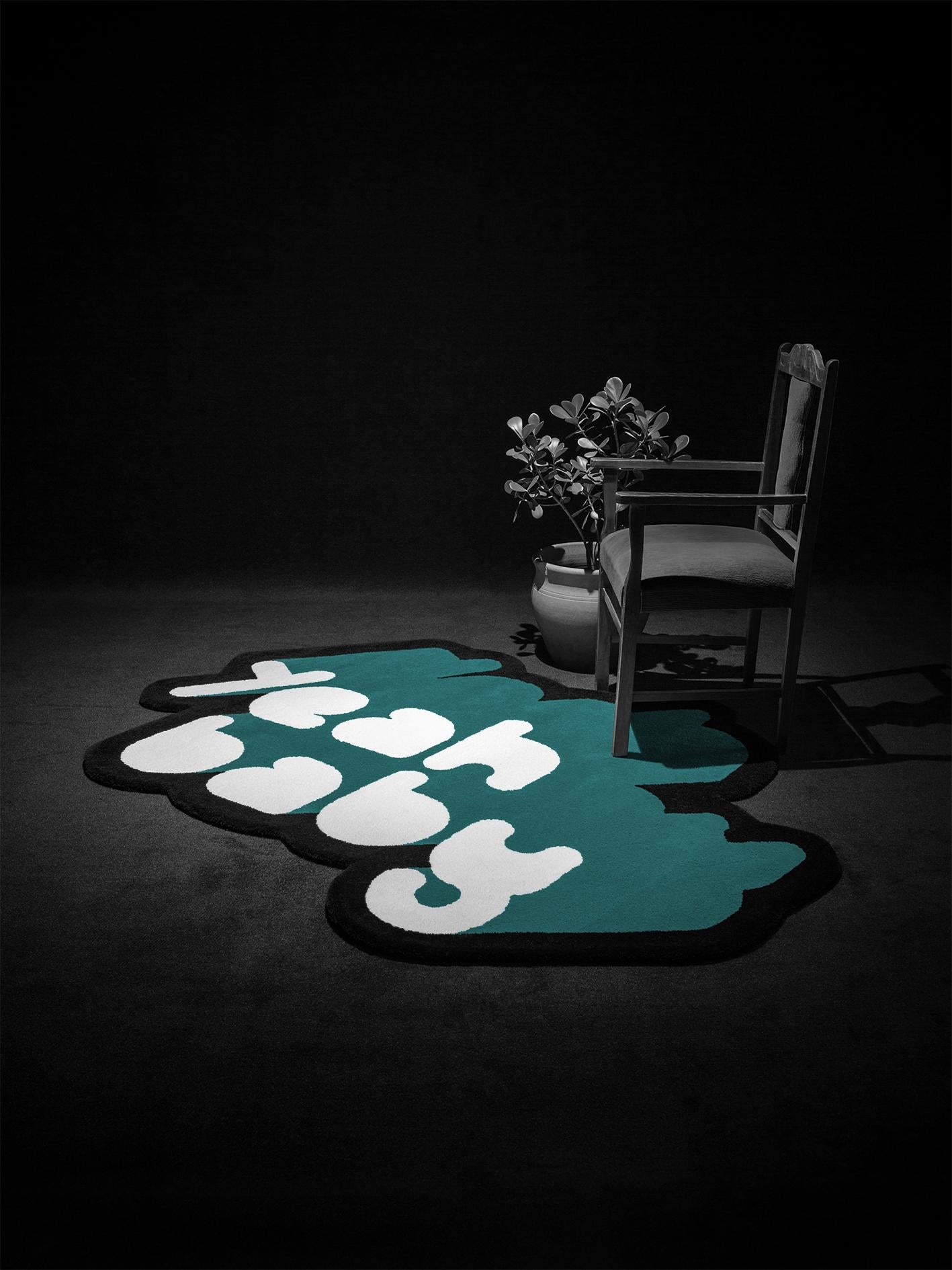 Contemporary Playful 3 Colors Yeah Baby Rug from Graffiti Collection by Paulo Kobylka, Small For Sale
