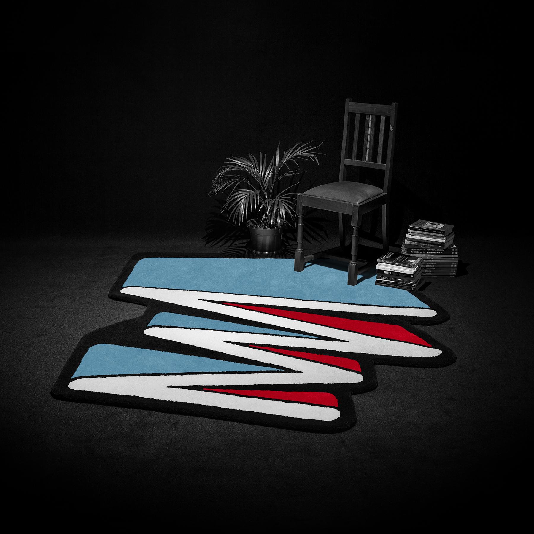 Modern Playful 4 Colors Zigzag Rug from Graffiti Collection by Paulo Kobylka, Large For Sale