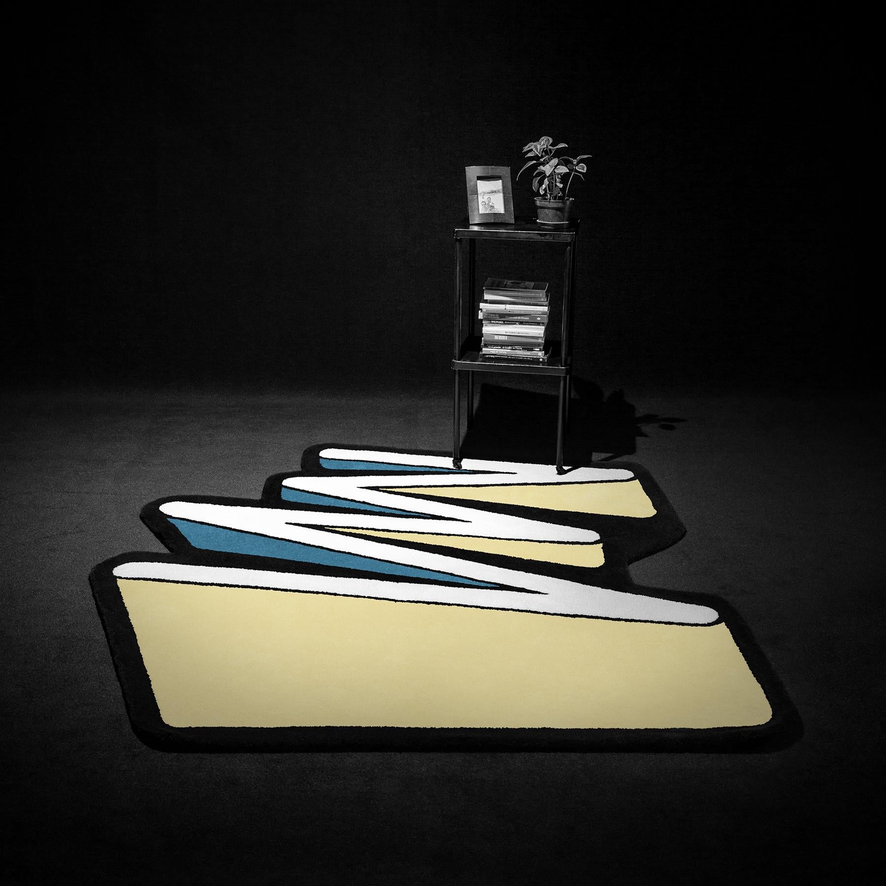 Brazilian Playful 4 Colors Zigzag Rug from Graffiti Collection by Paulo Kobylka, Large For Sale