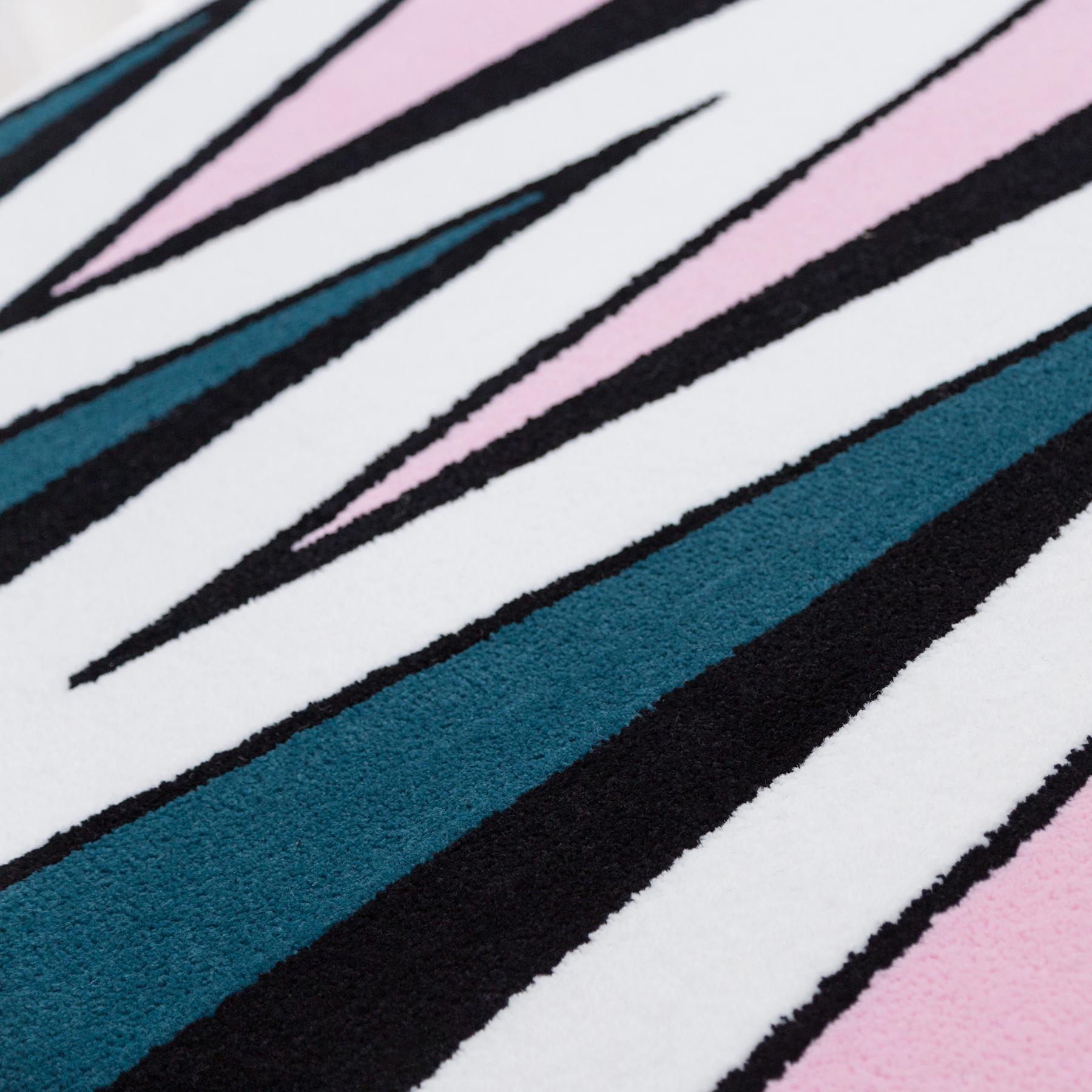 Brazilian Playful 4 Colors ZigZag Rug from Graffiti Collection by Paulo Kobylka, Small For Sale
