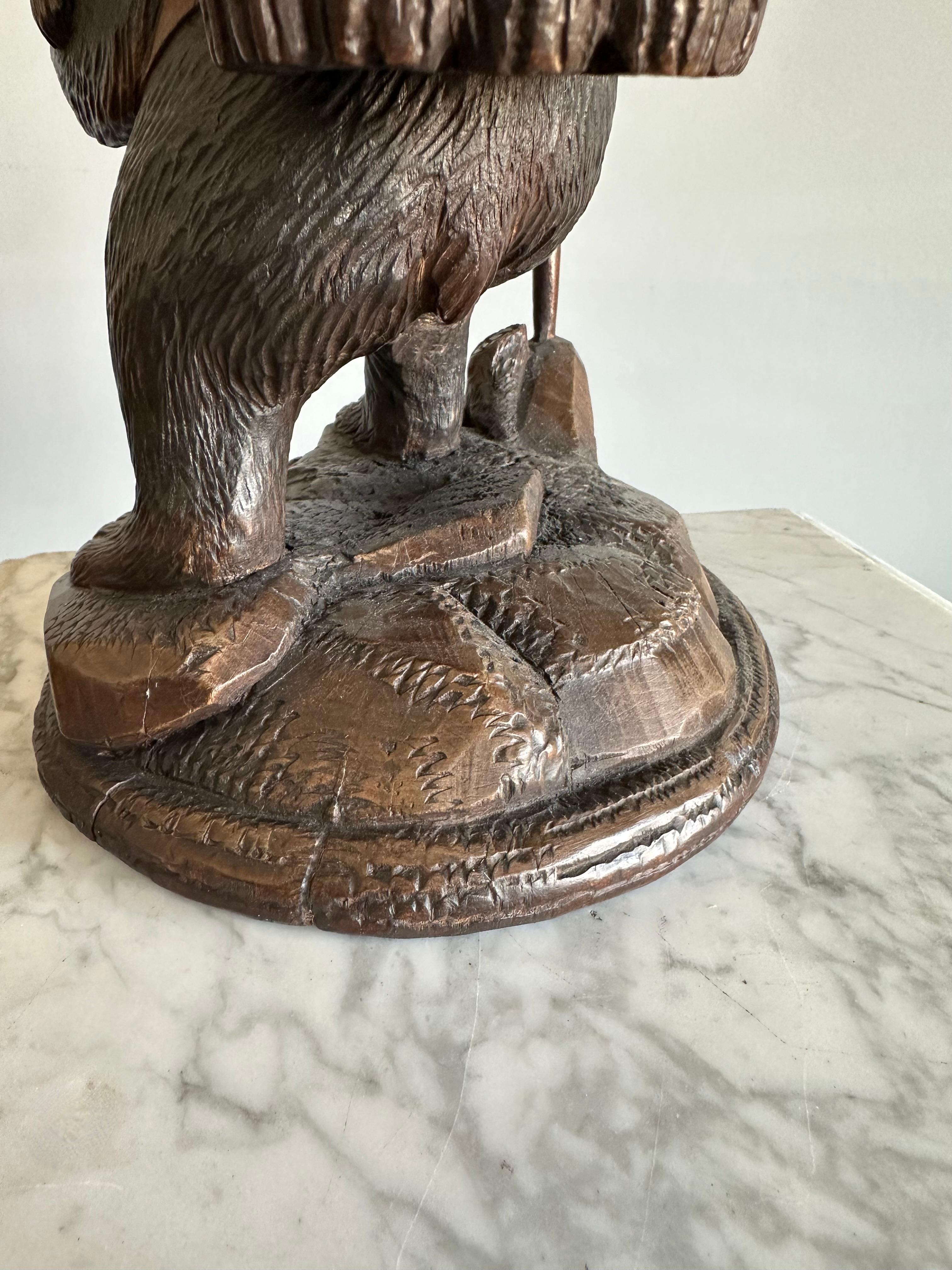 Playful Antique Black Forest Bear Family Liquor Tantalus with Glasses & Decanter For Sale 11