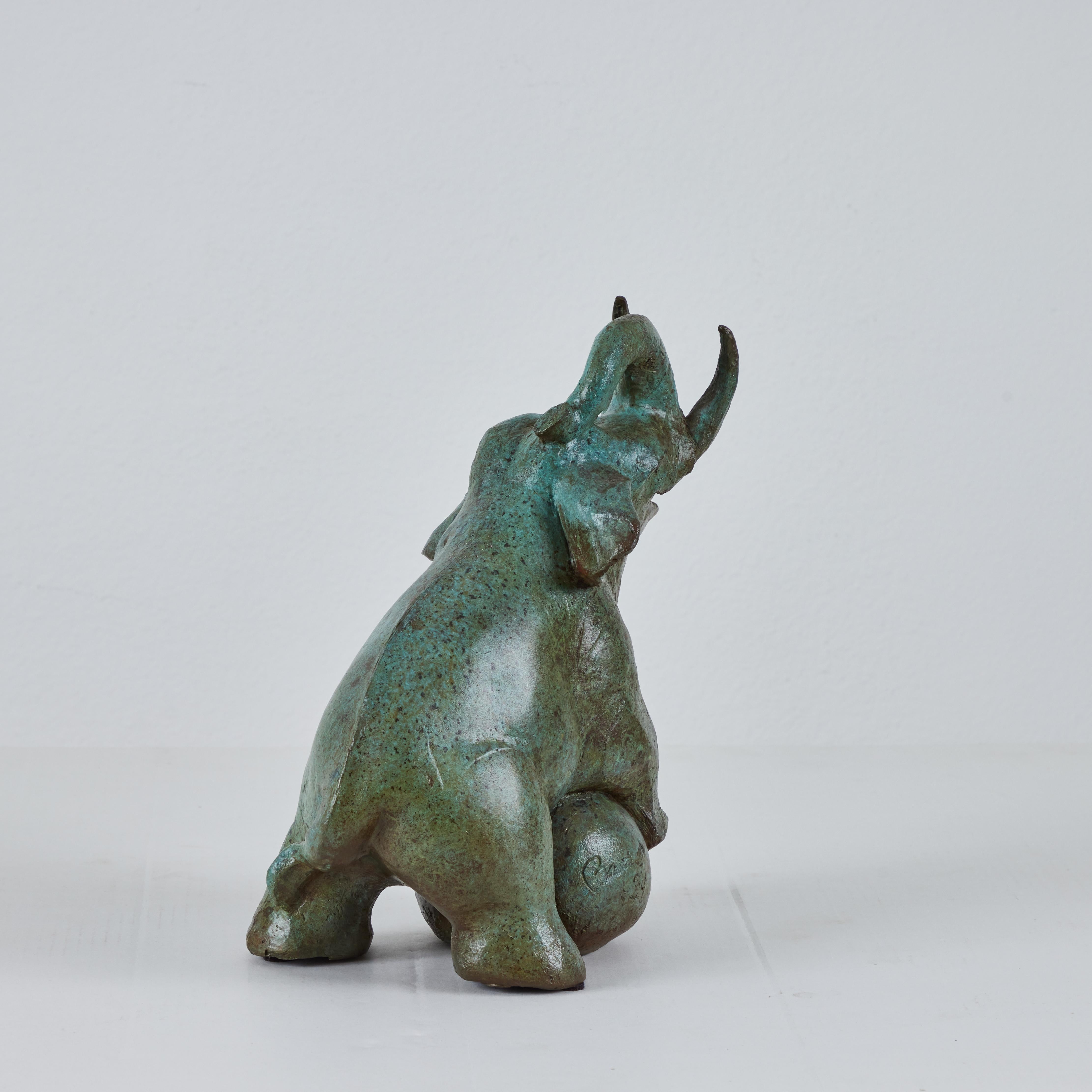 Late 20th Century Playful Bronze Elephant by Barbara Beretich For Sale