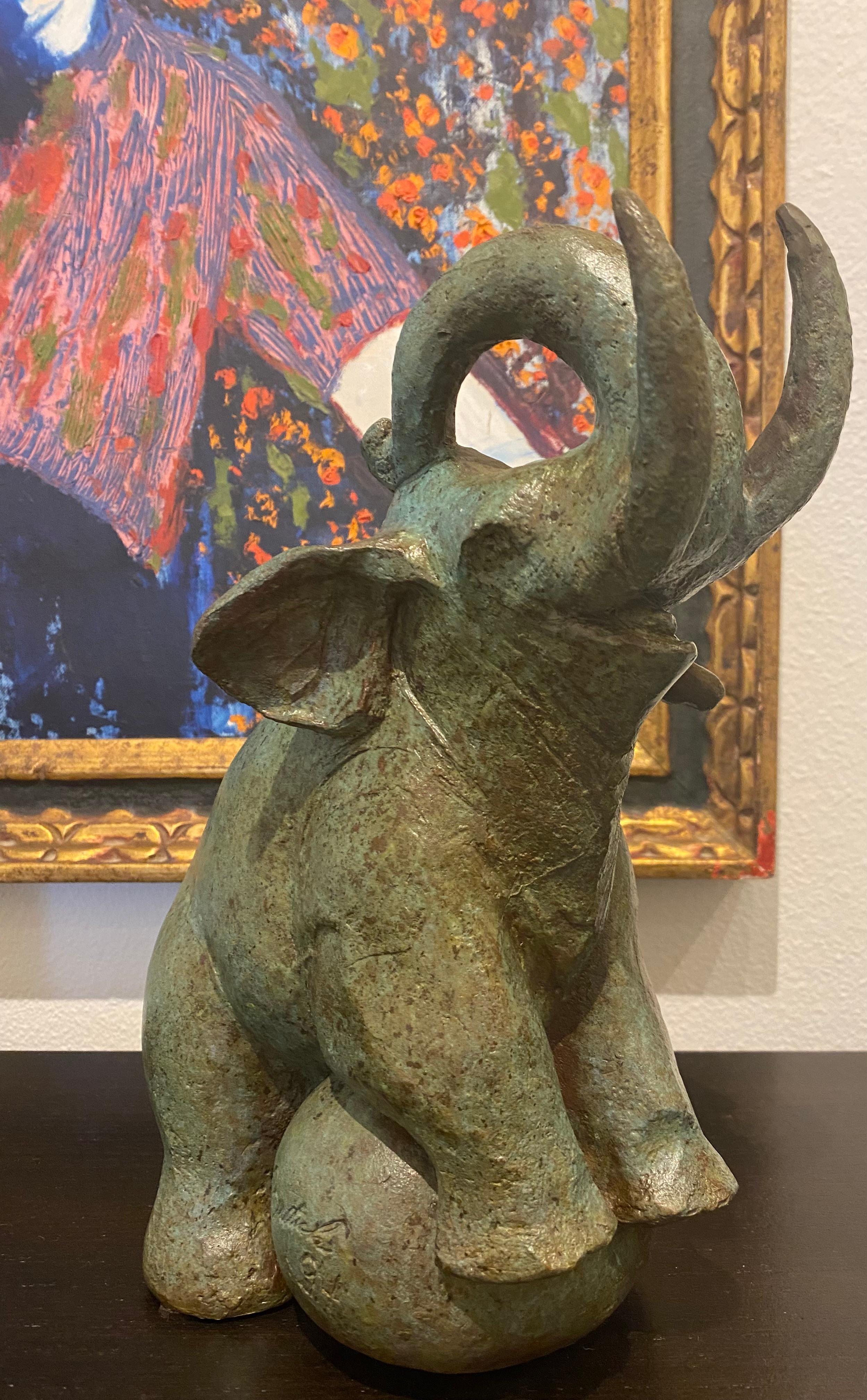 Playful Bronze Elephant by Barbara Beretich For Sale 3