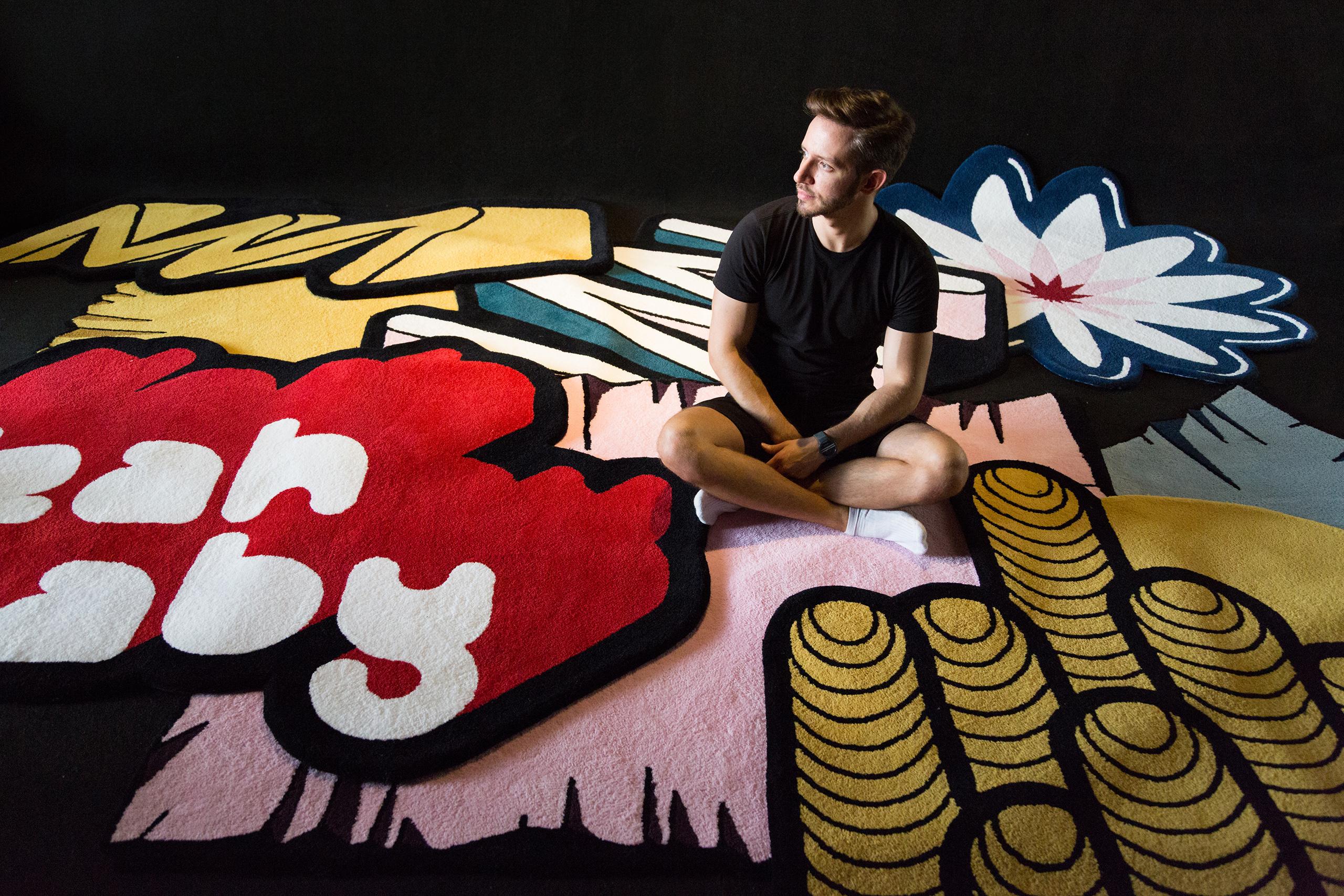 Playful Colorful Buildings Teppich aus der Graffiti-Kollektion von Paulo Kobylka, groß im Angebot 5
