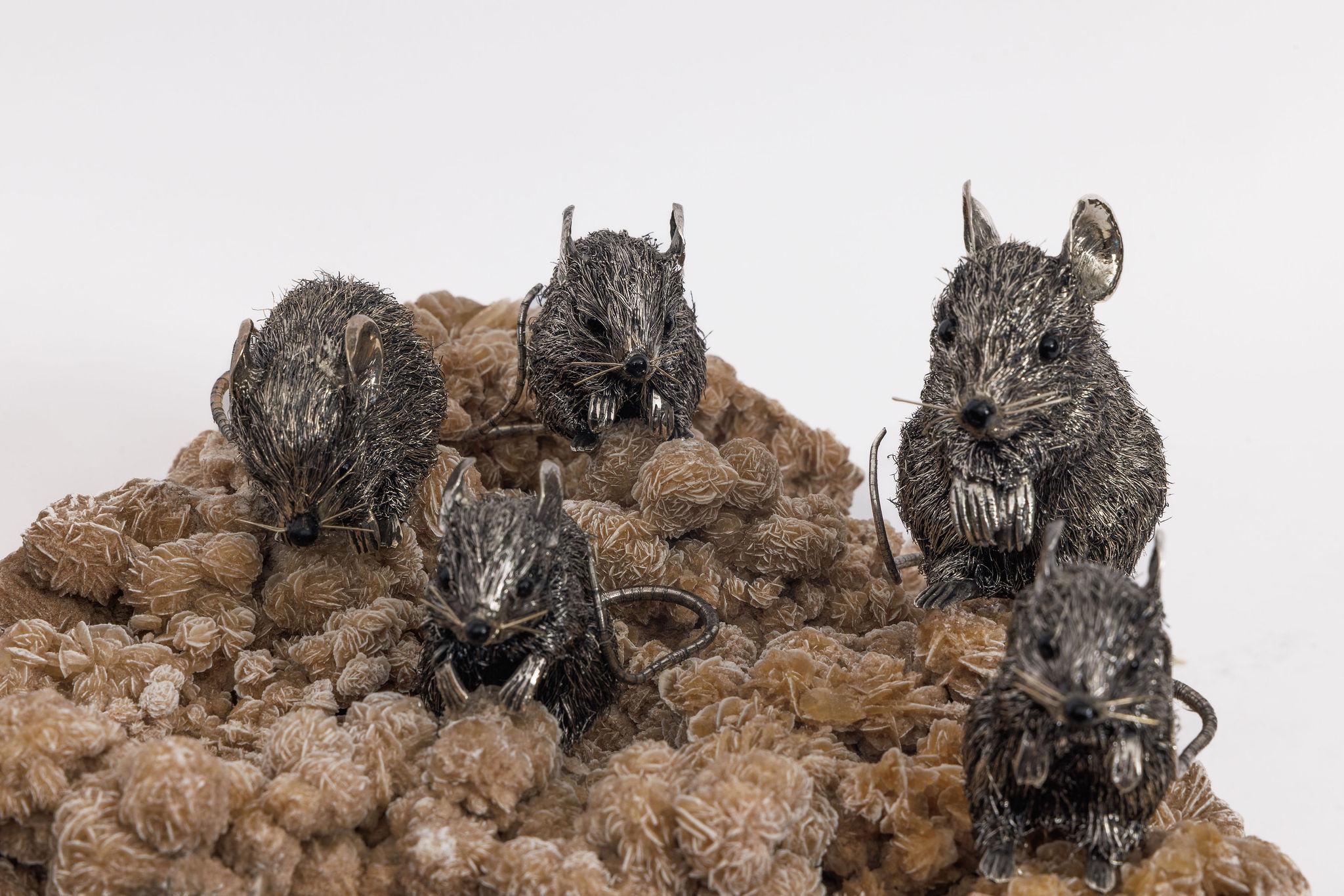 Playful Companions: A Rare Buccellati Sterling Silver Sculpture of Nine Mice For Sale 8