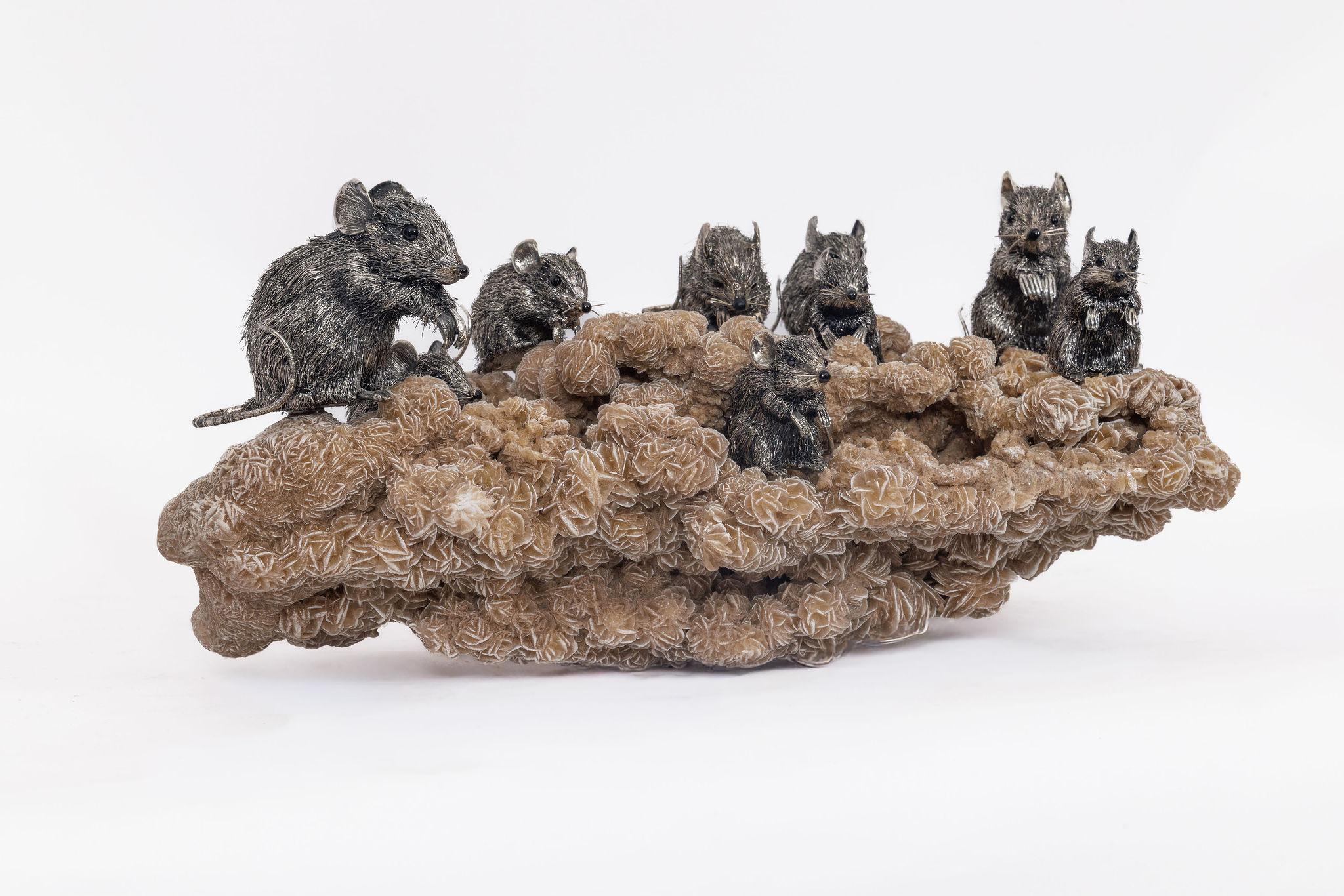 Playful Companions: A Rare Buccellati Sterling Silver Sculpture of Nine Mice In Good Condition For Sale In Queens, NY