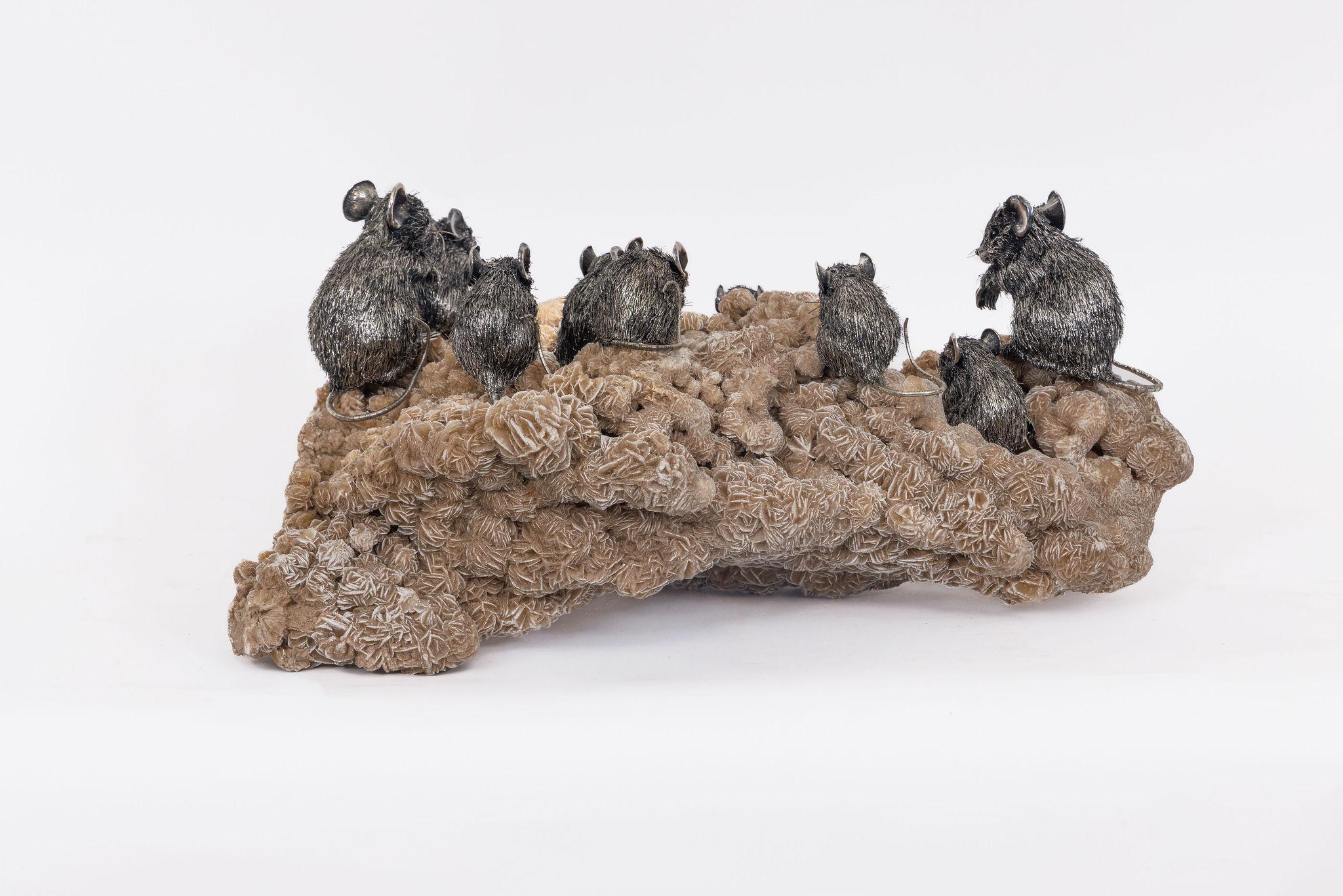 20th Century Playful Companions: A Rare Buccellati Sterling Silver Sculpture of Nine Mice For Sale