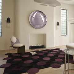 Alfombra de lunares personalizable negra y morada grande