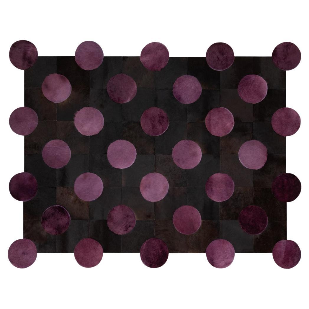 Polka Dot Customizable Black and Purple Rug Large