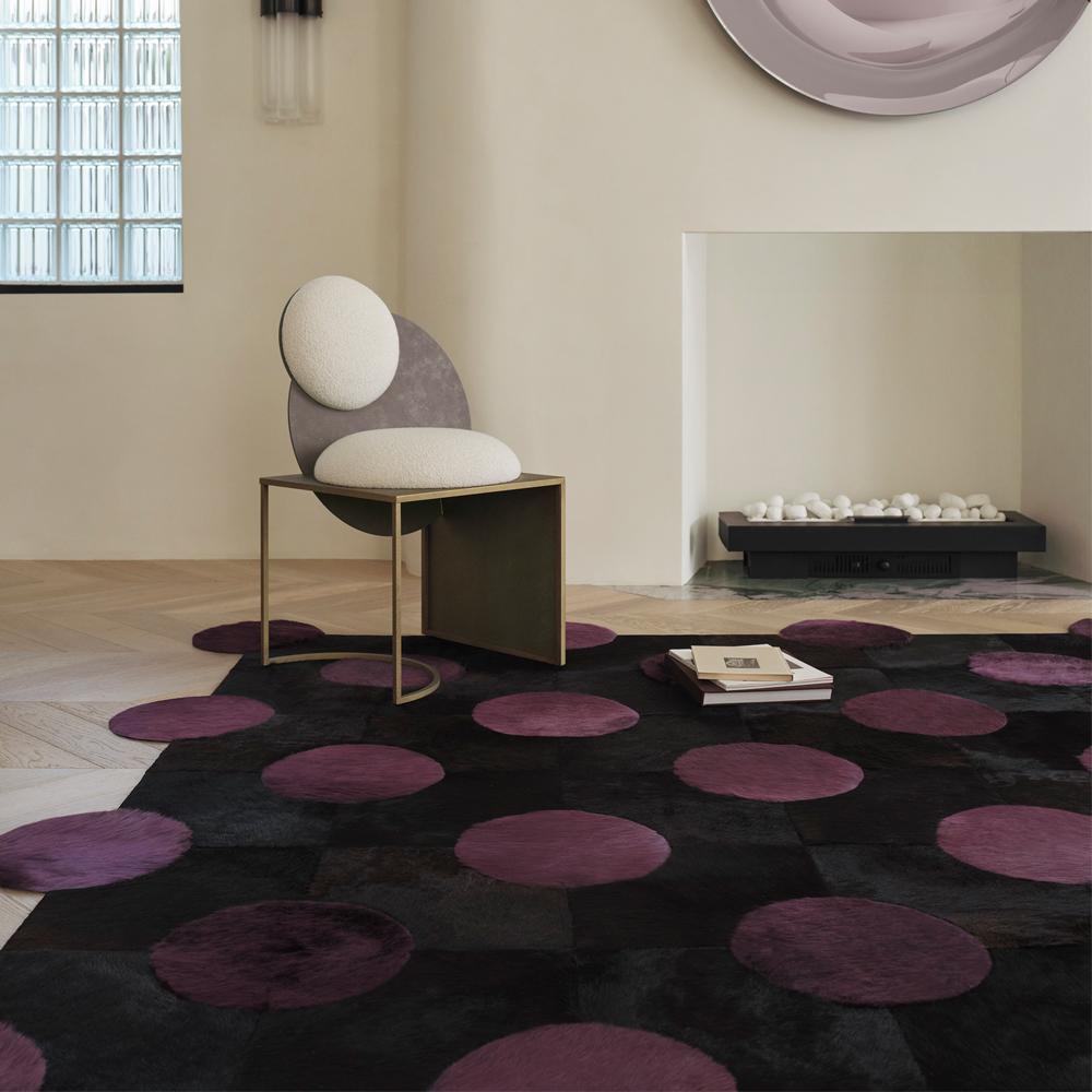 Pakistani Polka Dot Customizable Black and Purple Rug Small For Sale