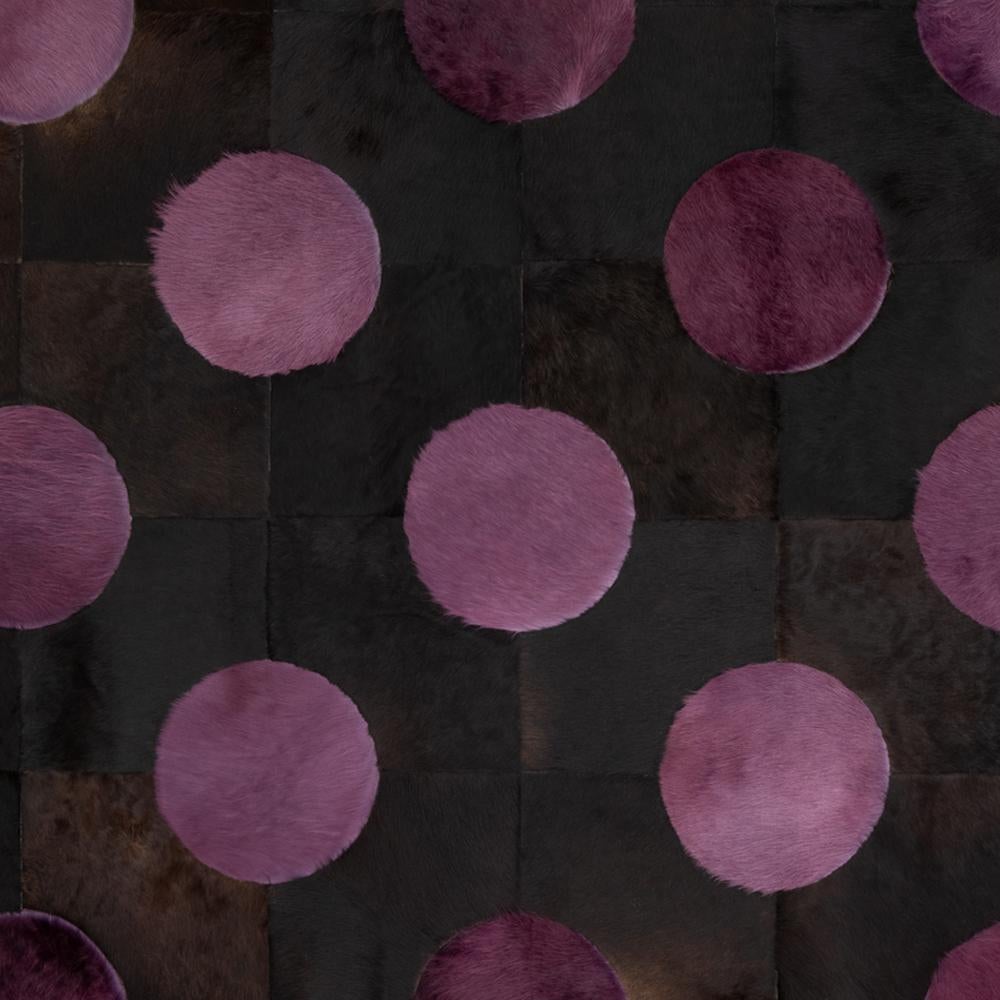Contemporary Polka Dot Customizable Black and Purple Rug XLarge For Sale