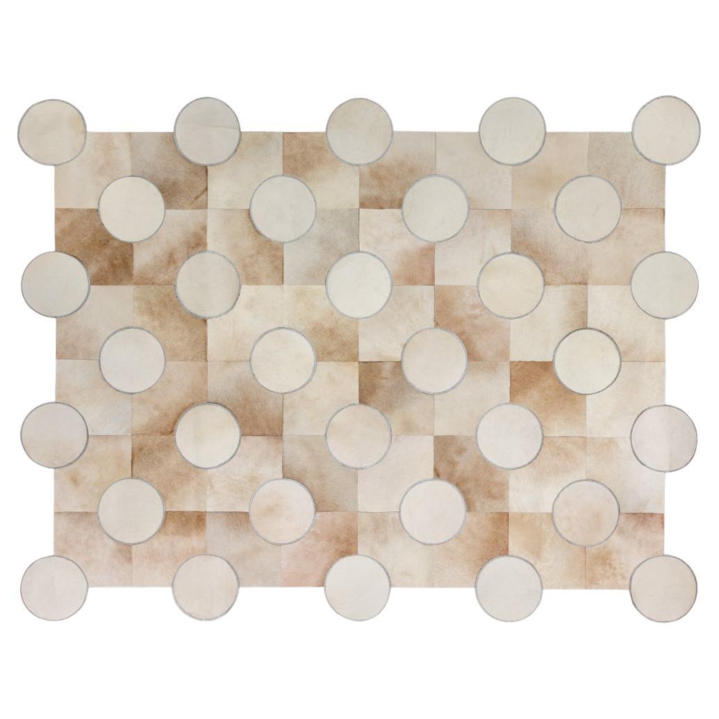 Polka Dot Cream and Silver Customizable Light Rug Large