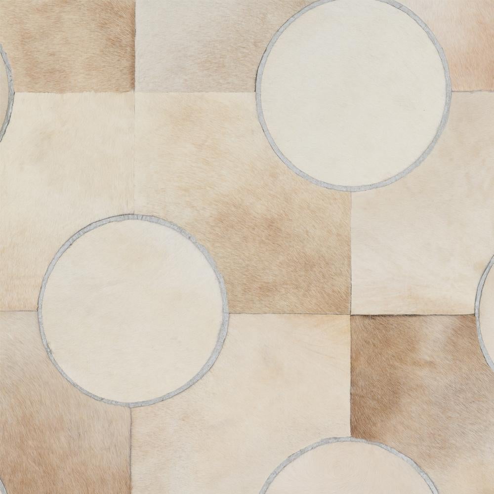 Polka Dot Cream and Silver Customizable Light Rug Small For Sale 1