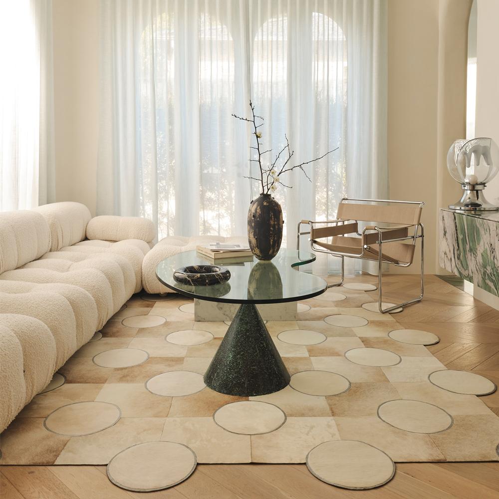 Pakistani Polka Dot Cream and Silver Customizable Light Rug XLarge For Sale
