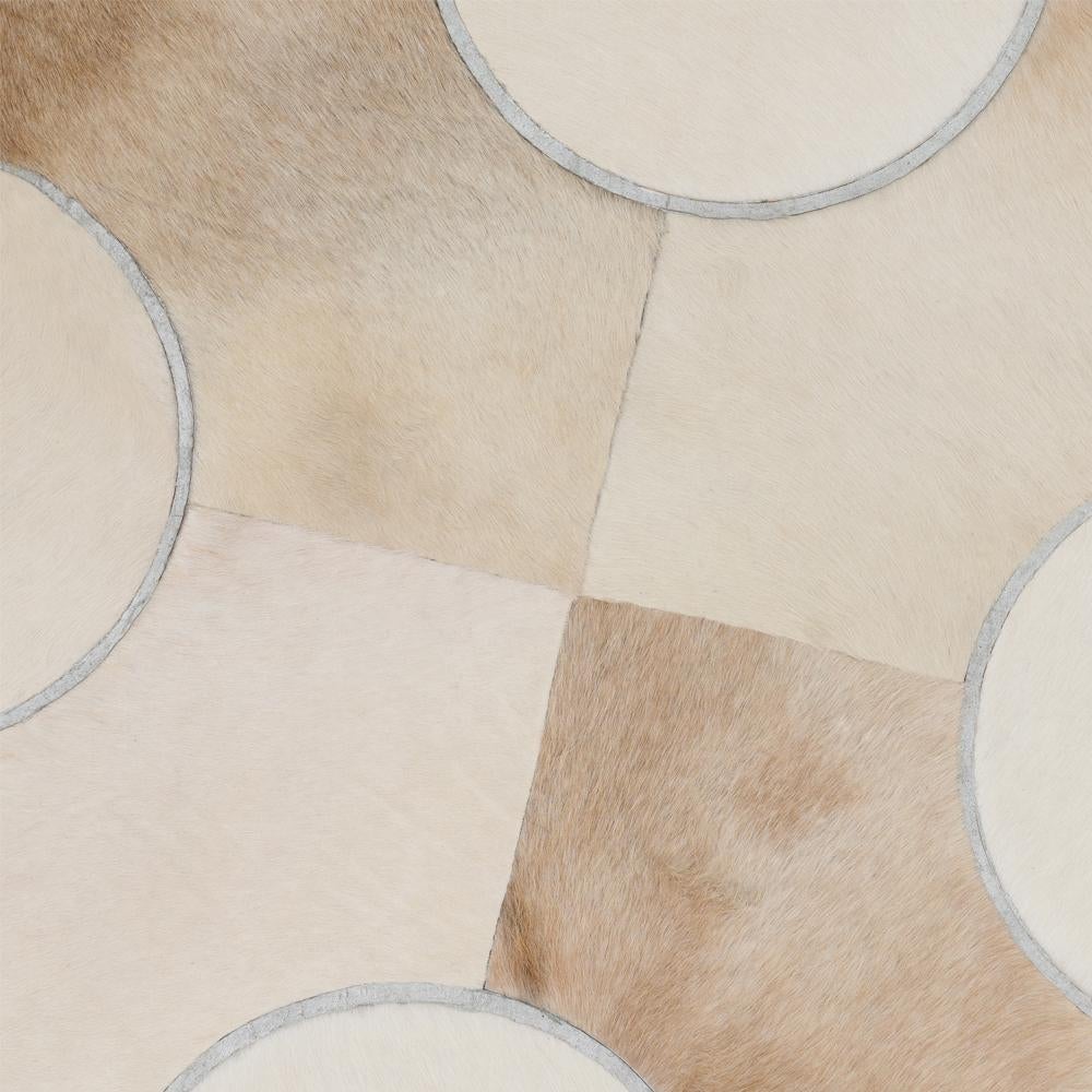 Contemporary Polka Dot Cream and Silver Customizable Light Rug XLarge For Sale