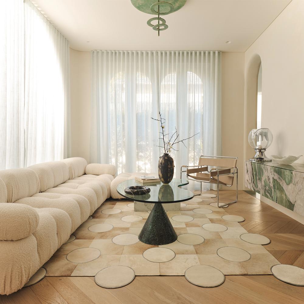 Bamba Issa features one of Greg Natale’s signature patterns. Its playful design with a semi circle edge is a statement in any room, yet it's also balanced, classic and versatile.
Bamba Issa Light utilises soft Cream and Beige, and is made with Art