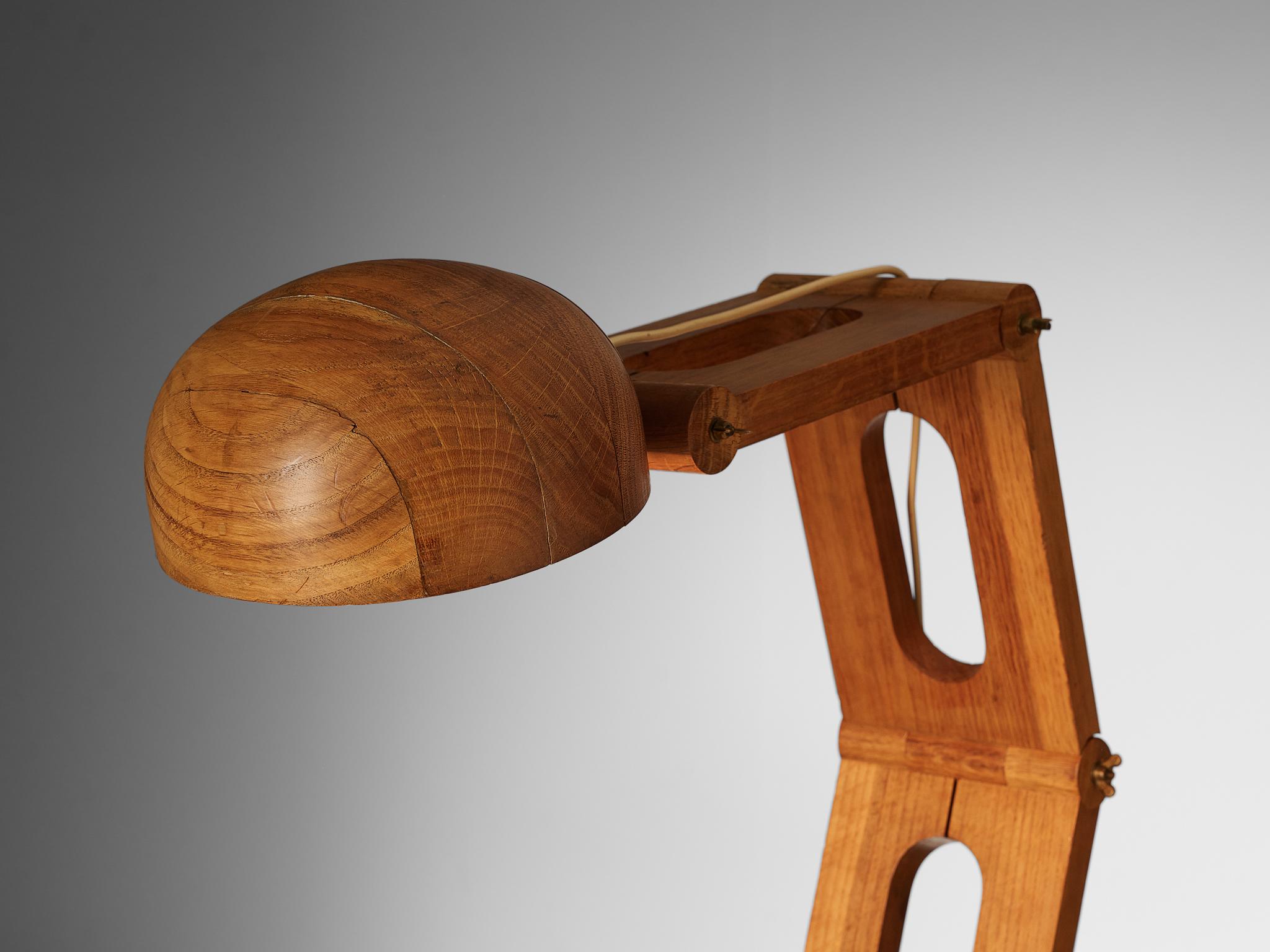 Mid-Century Modern Playful Desk Lamp by Paolo Pallucco in Solid Oak