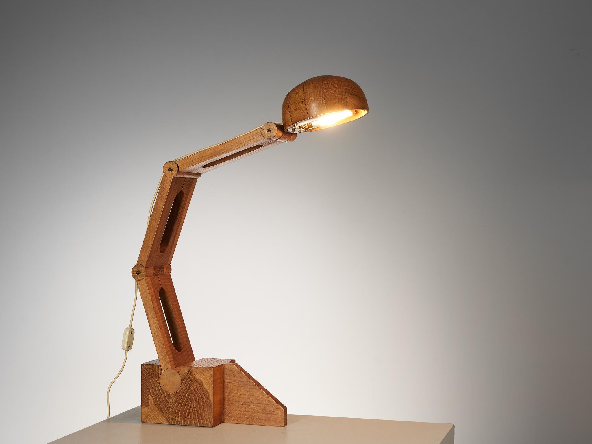 Playful Desk Lamp by Paolo Pallucco in Solid Oak In Good Condition In Waalwijk, NL
