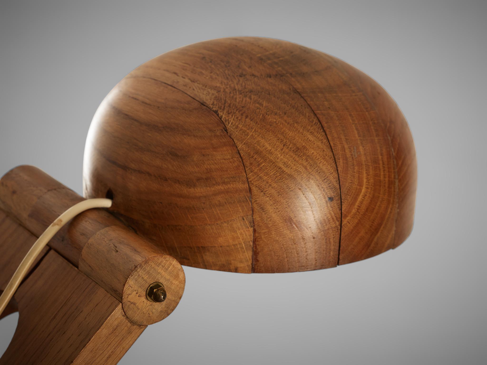 Mid-20th Century Playful Desk Lamp by Paolo Pallucco in Solid Oak