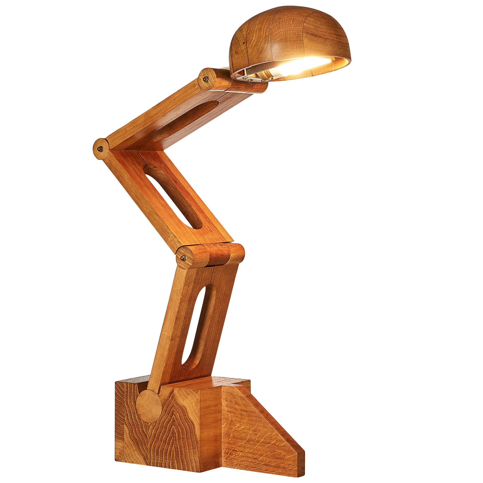 Playful Desk Lamp by Paolo Pallucco in Solid Oak