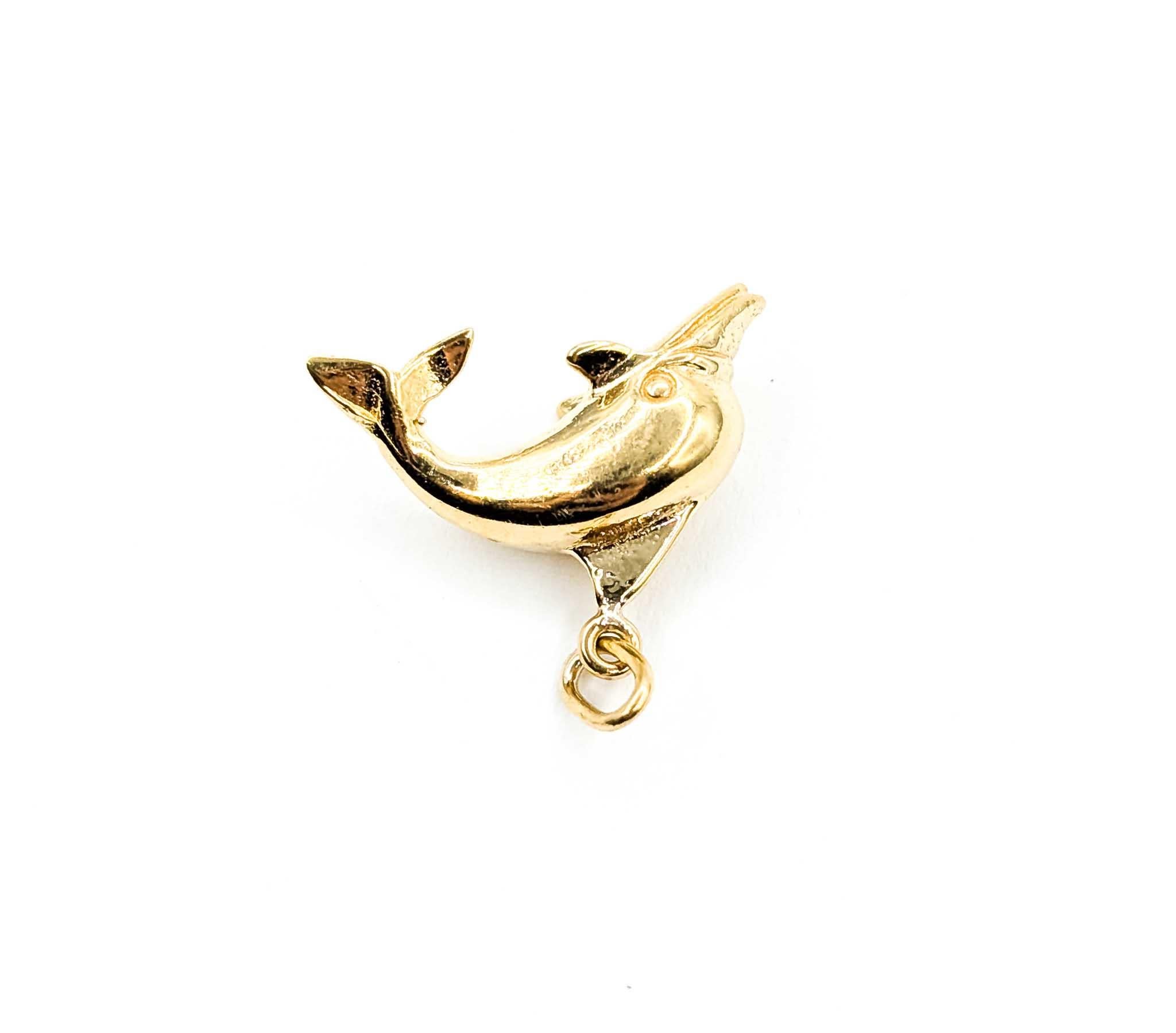 Women's Playful Dolphin Pendant in 14k Yellow Gold For Sale