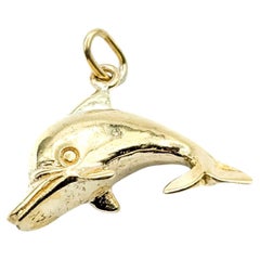 Playful Dolphin Pendant in 14k Yellow Gold