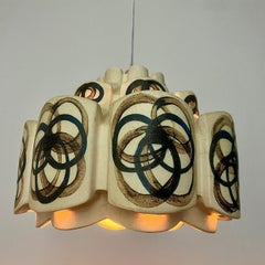 Playful Flower Ceramic Pendant Light, Denmark, 1970s
