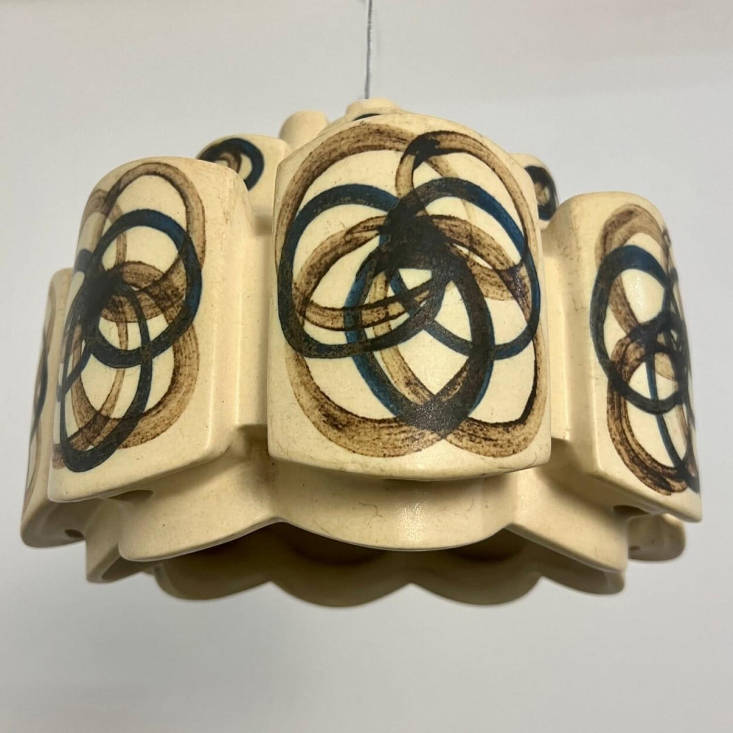 Other Playful Flower Ceramic Pendant Light, Denmark, 1970s For Sale
