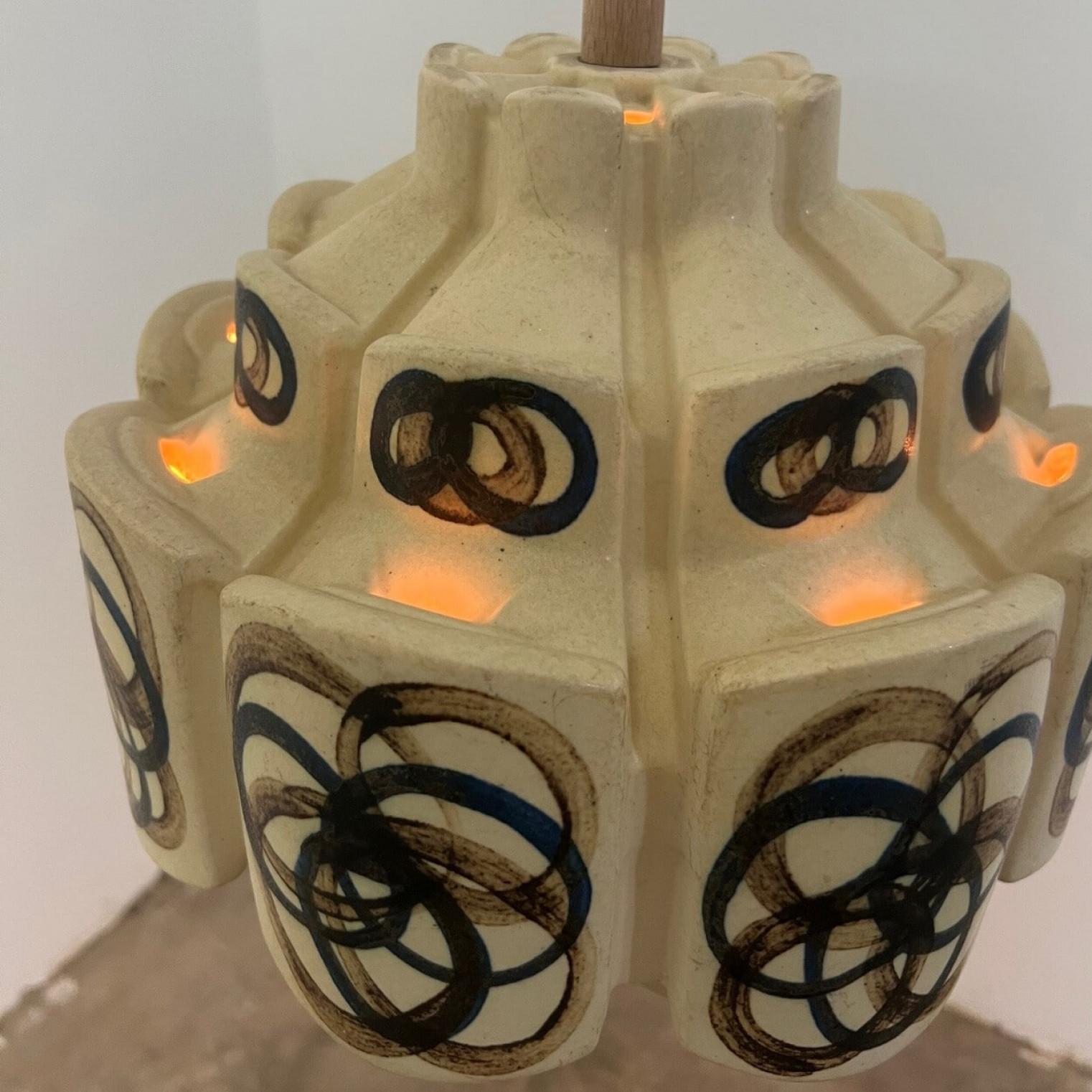 Other Playful Flower Ceramic Pendant Light, Denmark, 1970s For Sale