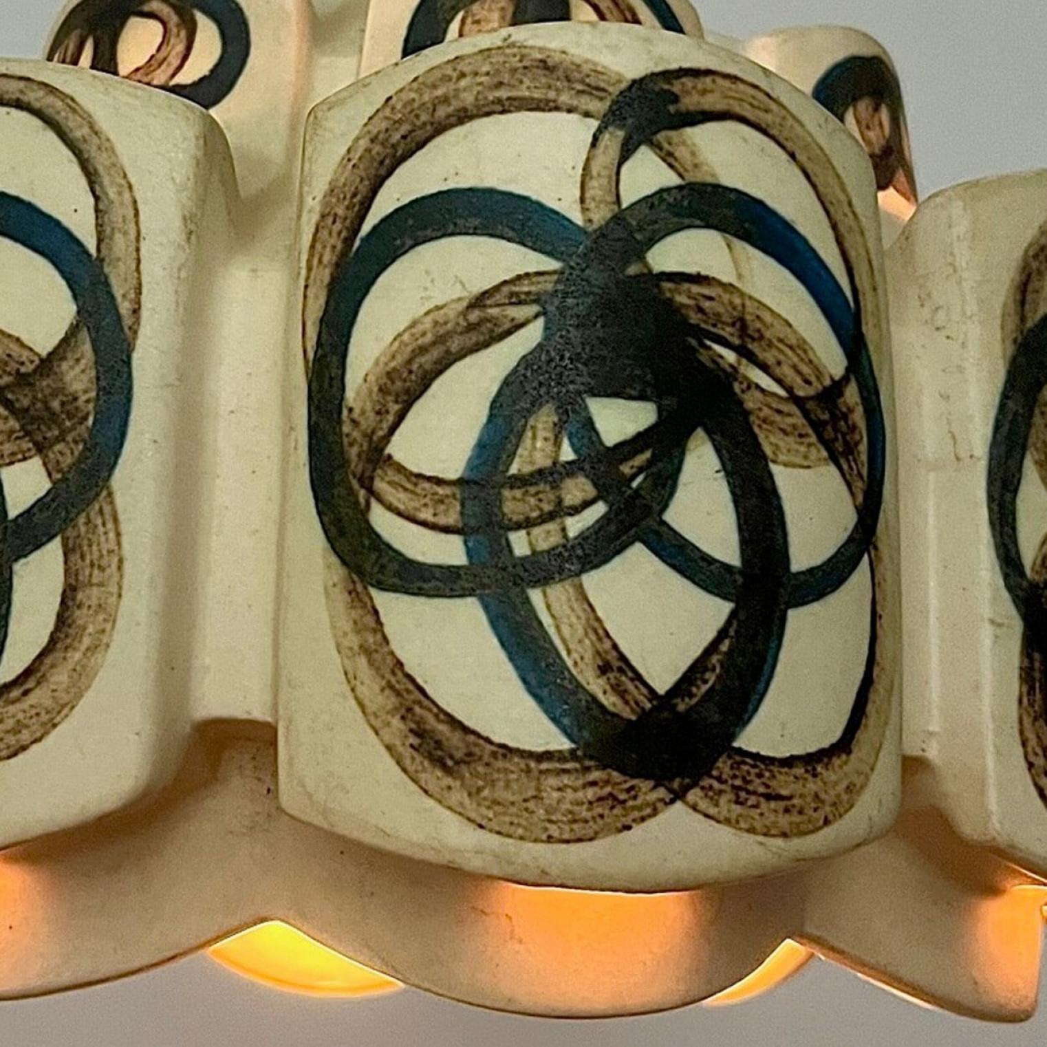 Playful Flower Ceramic Pendant Light, Denmark, 1970s For Sale 2