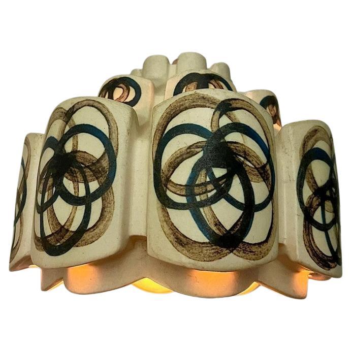 Luminaire suspendu en céramique à fleurs ludiques, Danemark, années 1970