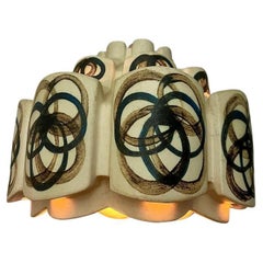 Playful Flower Ceramic Pendant Light, Denmark, 1970s