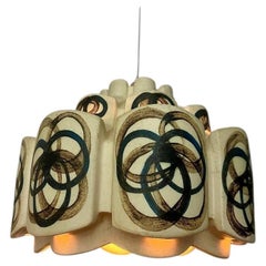 Playful Flower Ceramic Pendant Light, Denmark, 1970s