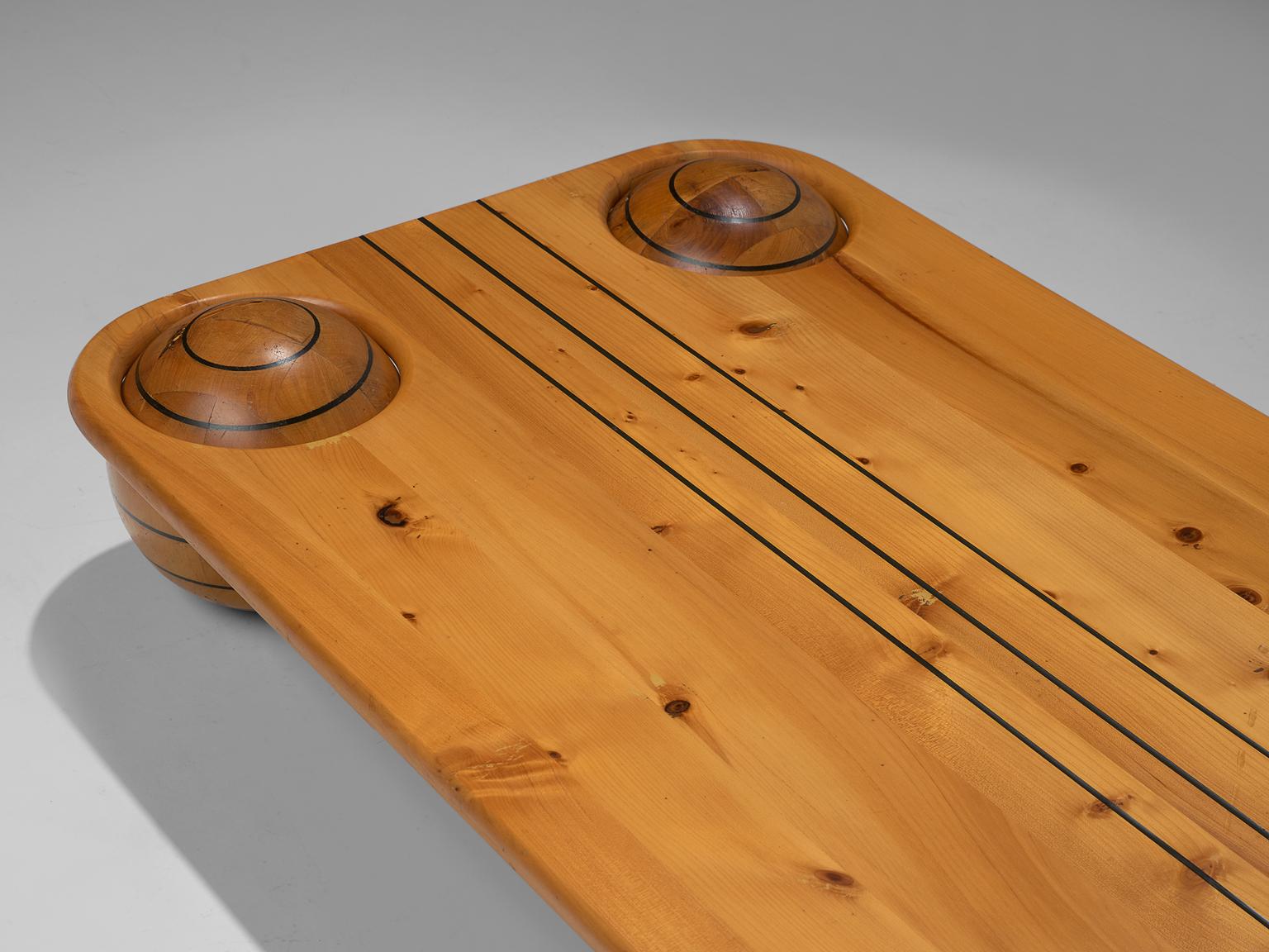 Mid-Century Modern Playful Italian Coffee Table in Pine